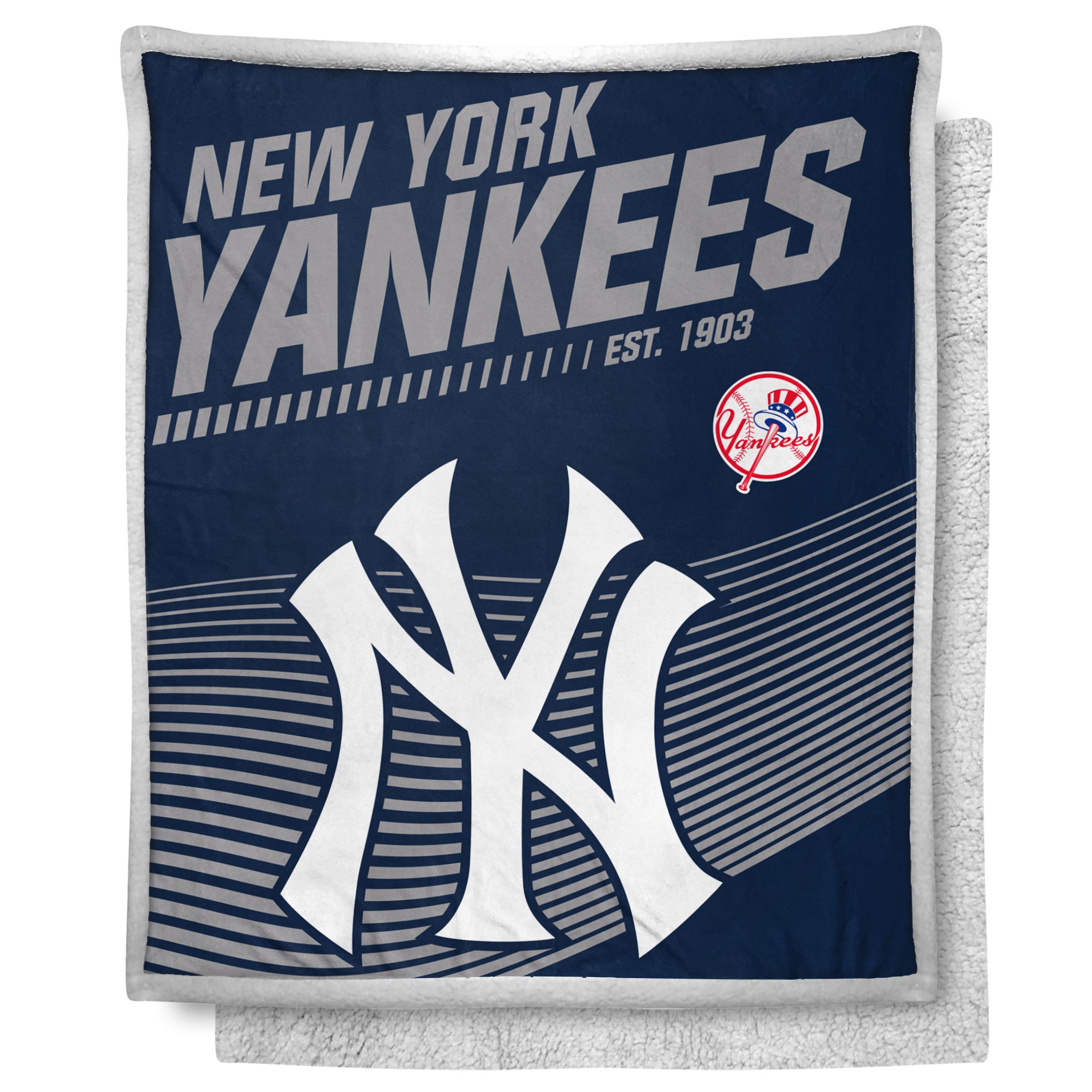 Yankees OFFICIAL MLB "New School" Mink Sherpa Throw Blanket; 50" x 60"