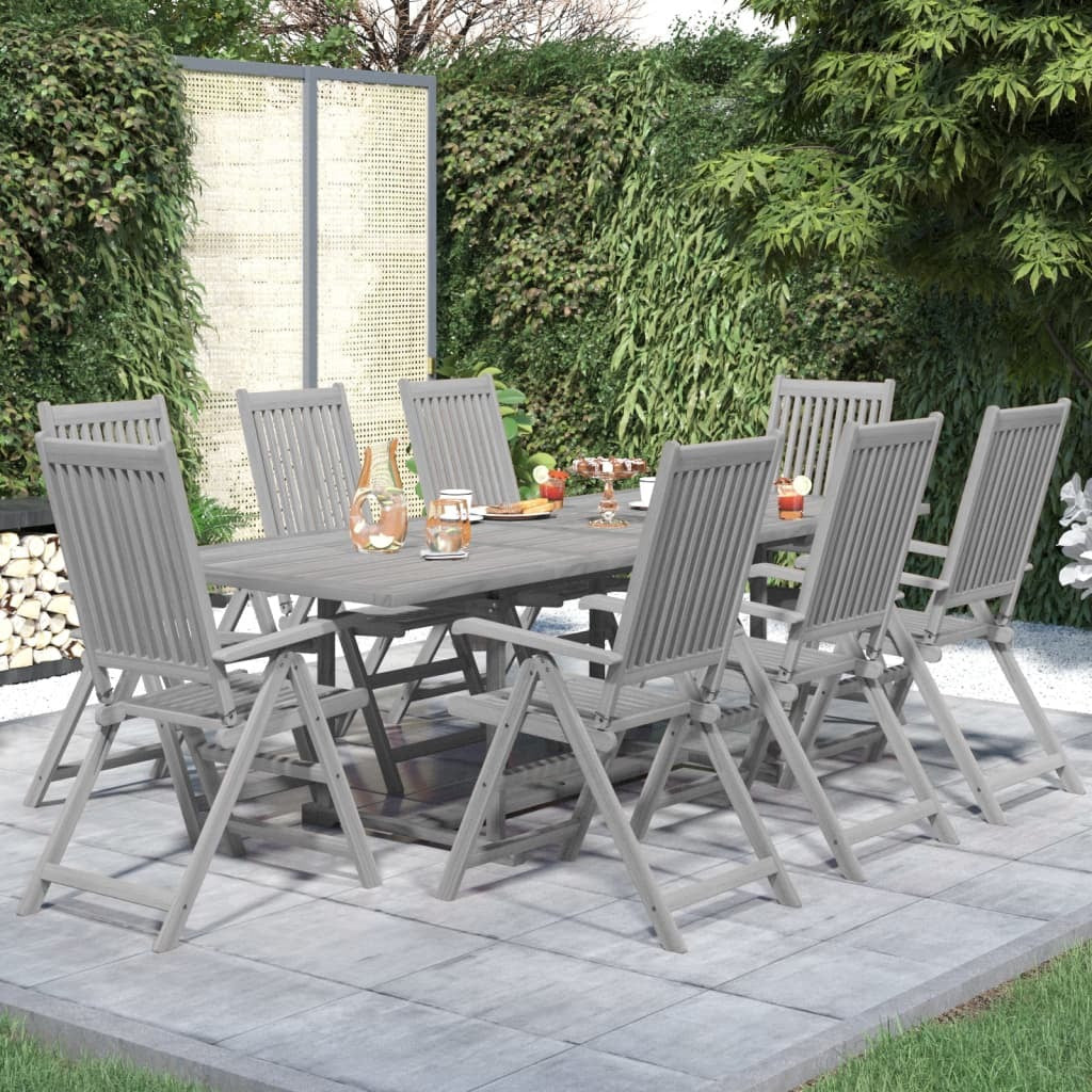 9 Piece Patio Dining Set Solid Wood Acacia