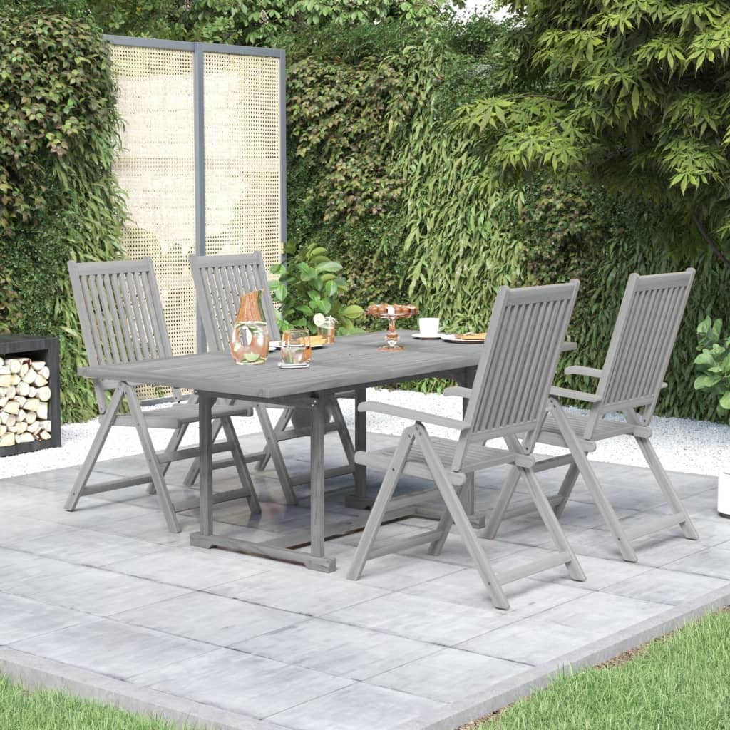 5 Piece Patio Dining Set Solid Wood Acacia