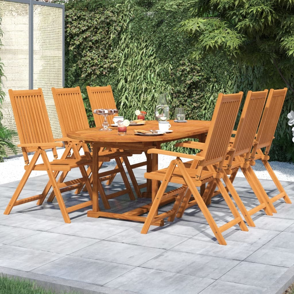 7 Piece Patio Dining Set Solid Wood Acacia