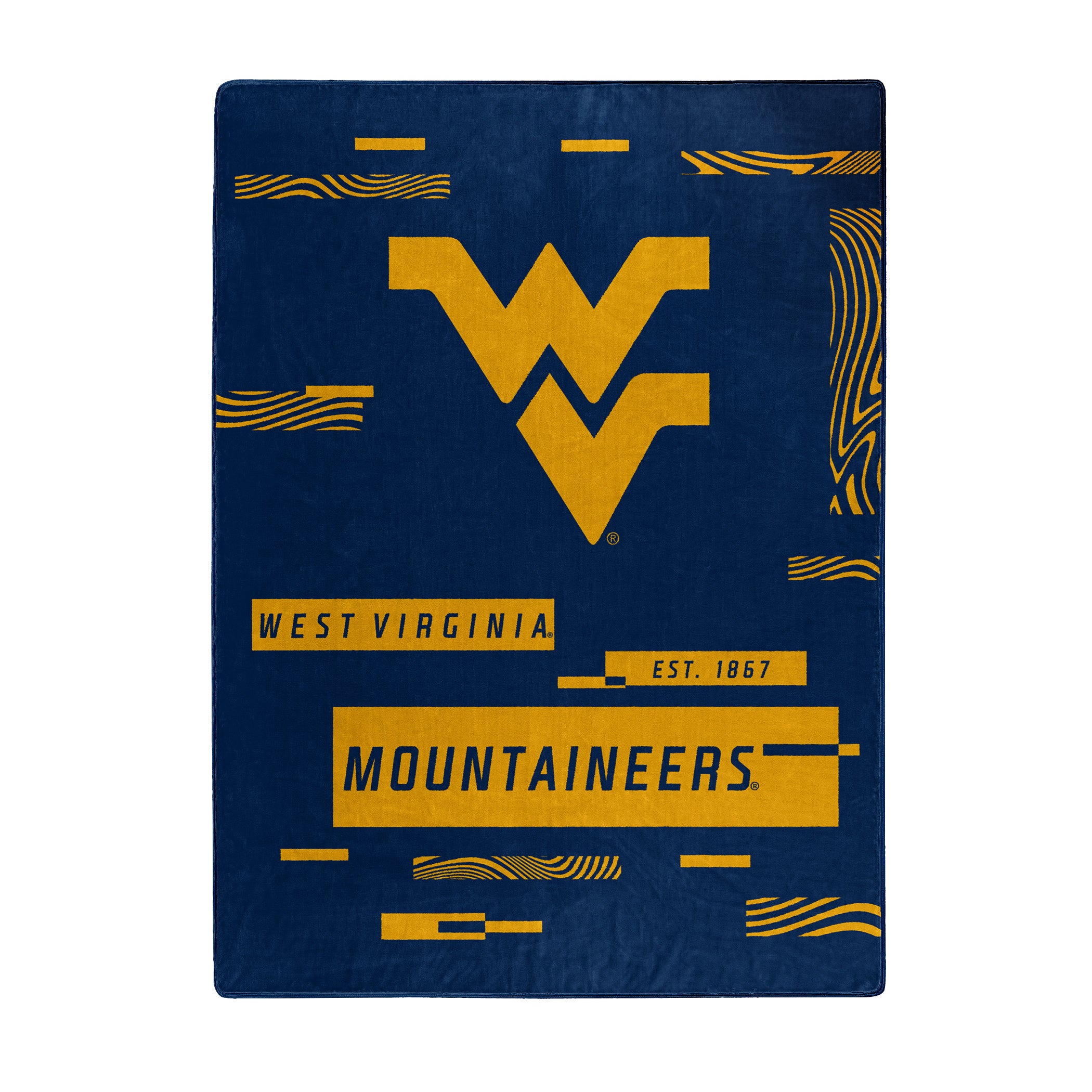 WEST VIRGINIA OFFICIAL NCAA "Digitize" Raschel Throw Blanket; 60" x 80"