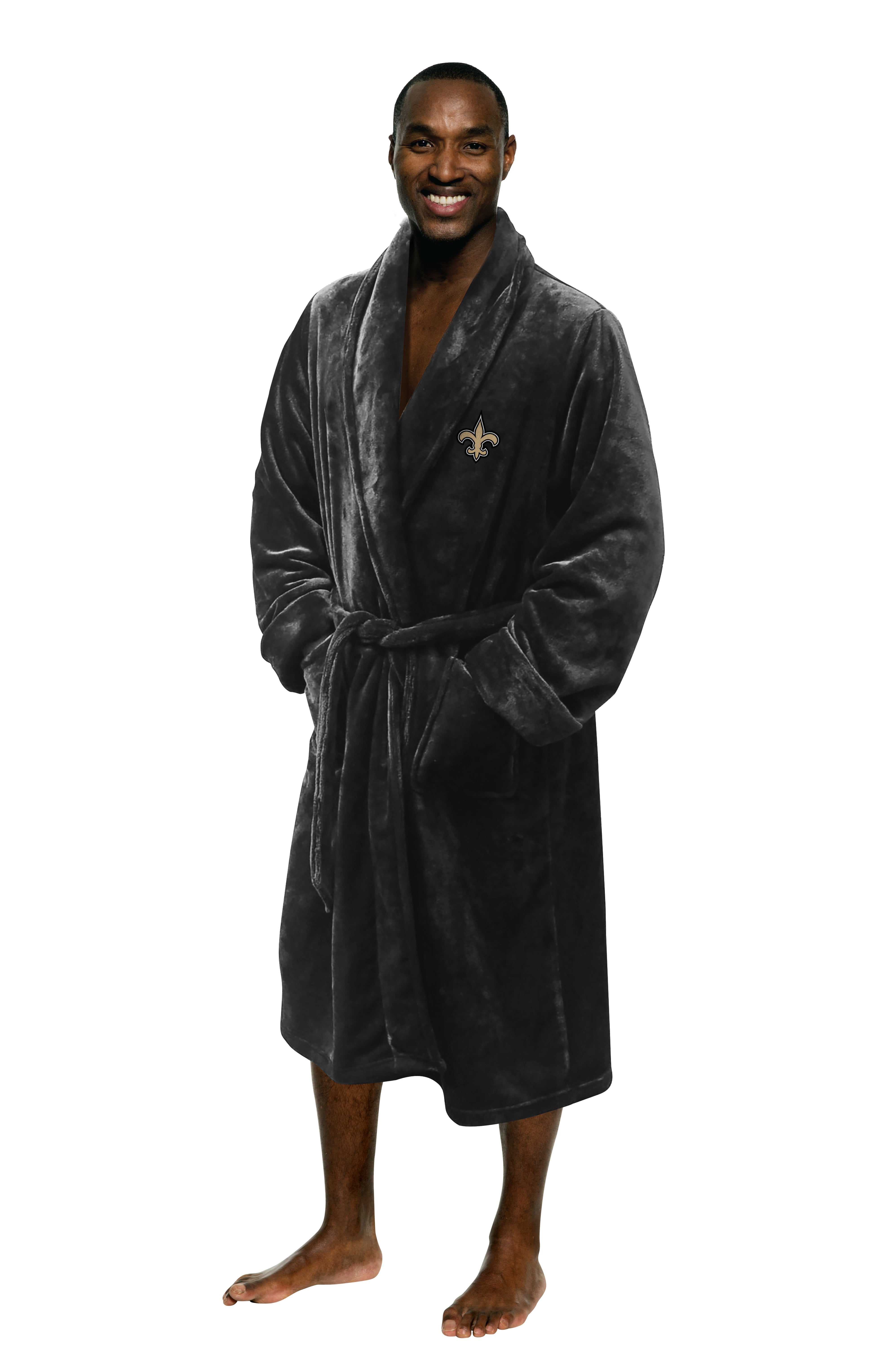 Saints OFFICIAL NFL Men's L/XL Silk Touch Bath Robe; 26" x 47"