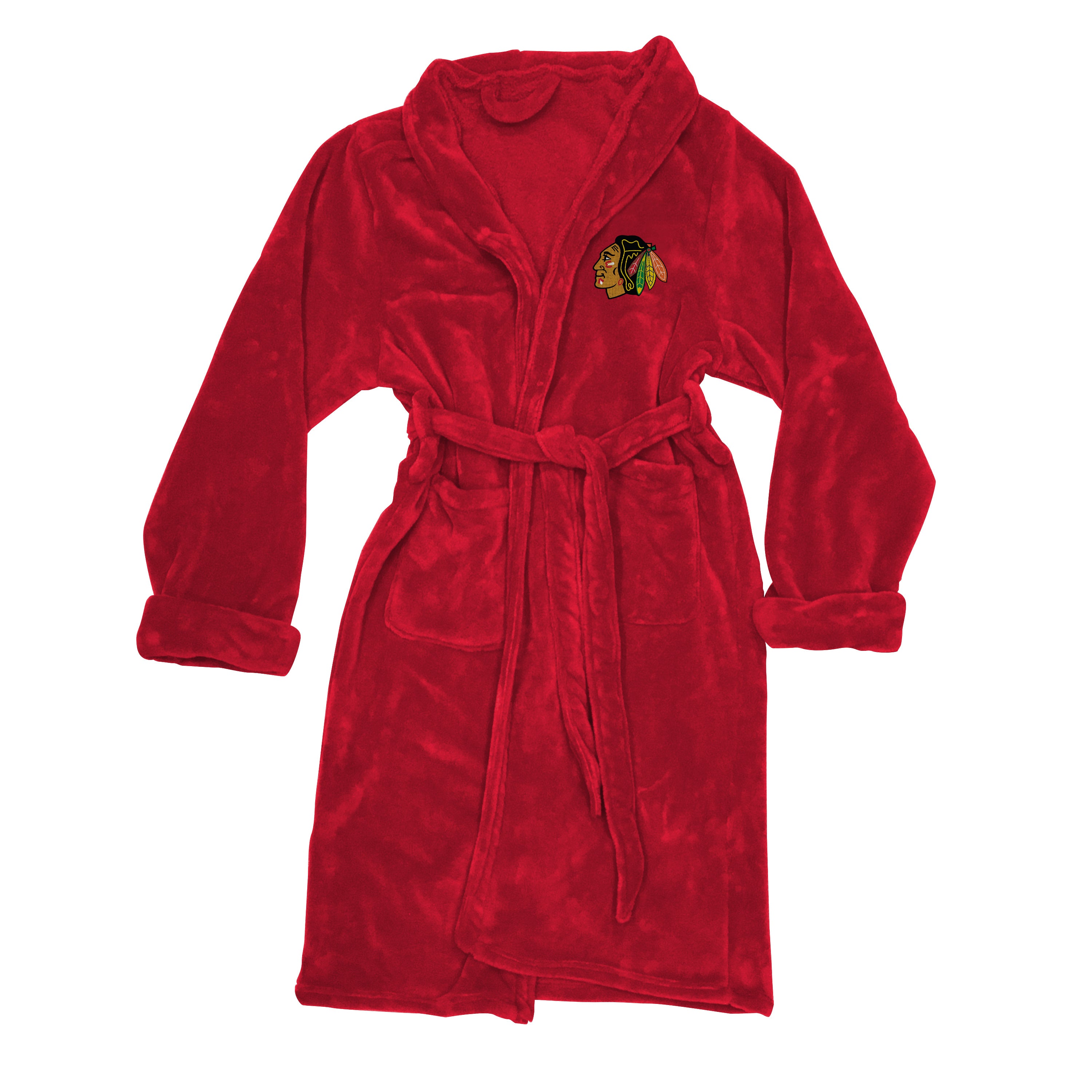 Blackhawks OFFICIAL NHL Men's L/XL Silk Touch Bath Robe; 26" x 47"