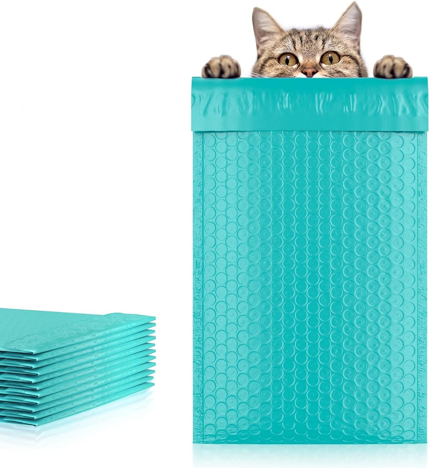 Pack of 25 Teal Bubble Mailers 5 x 9 Poly Padded Envelopes 5x9 Waterproof Cushion Bags with Peel and Seal Closure; Mailing Pouches for Shipping Packing and Packaging Supplies