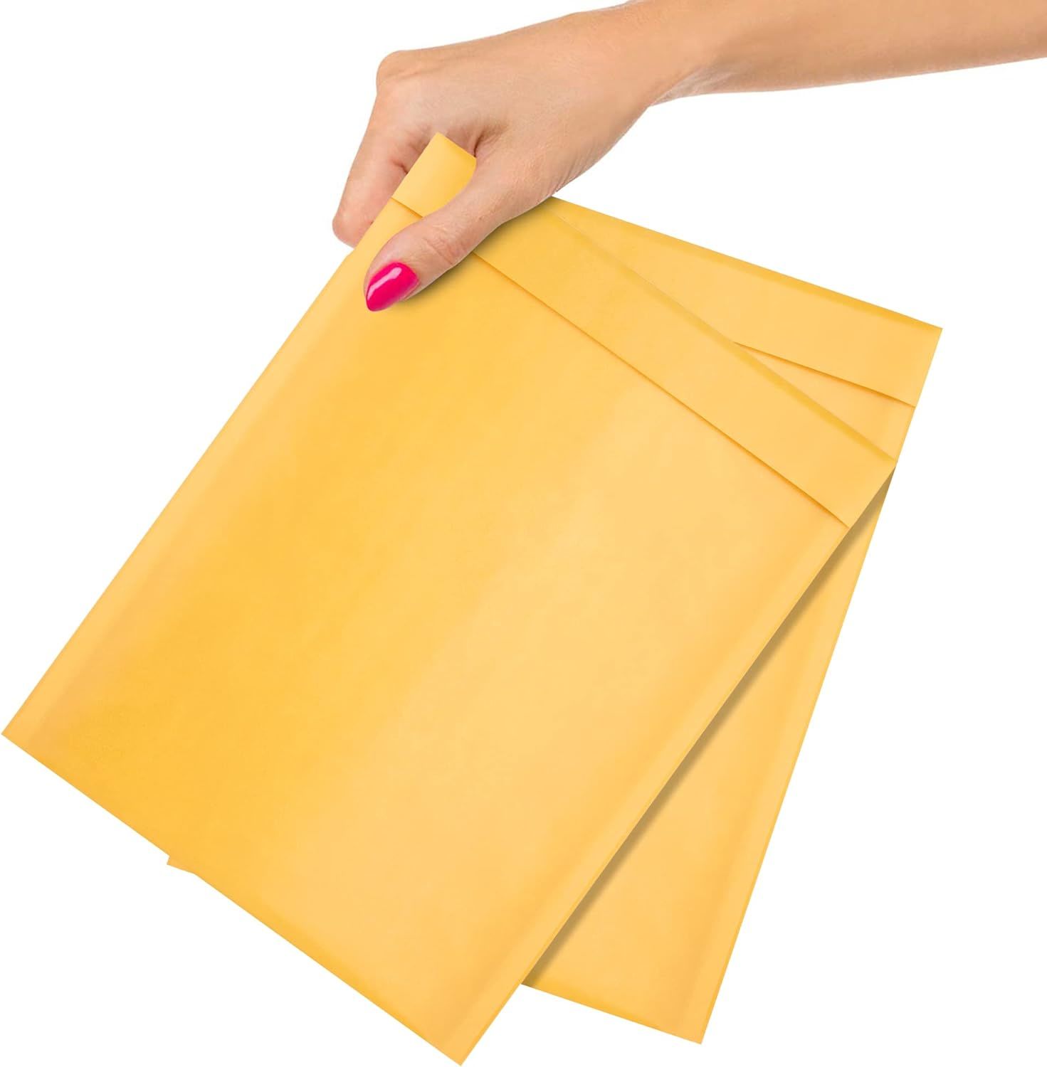 Pack of 10 Gold Kraft Bubble Padded Envelopes 7.25 x 11 Bubble Mailers. Self Seal Envelopes. Yellow Cushion Envelopes 7 1/4 x 11 for Mailing Packing Packaging. Bulk Shipping Bags. Wholesale Price