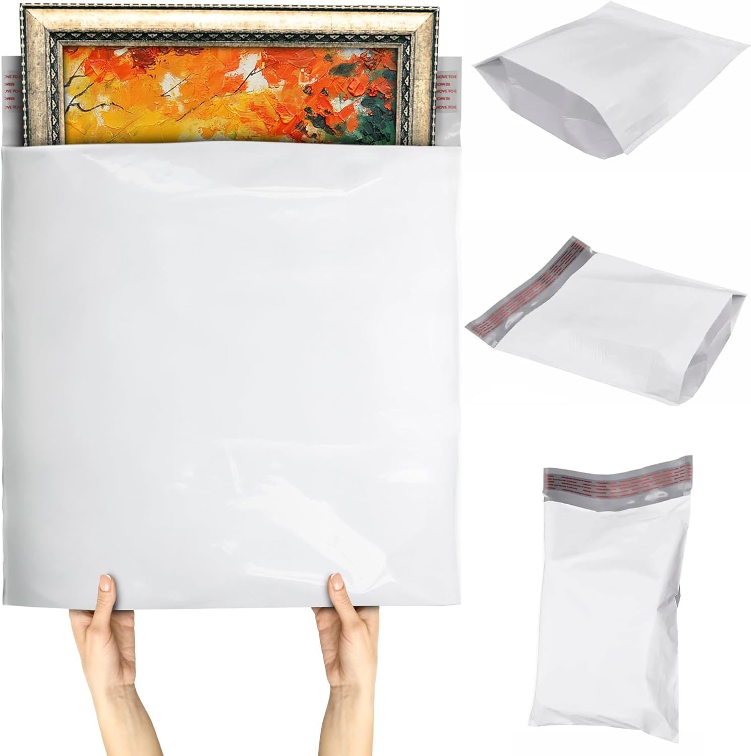 Gusseted Poly Mailers 28 x 30 x 6; Pack of 25 White Poly Shipping Bags; 2.5 Mil Plastic Mailers for Clothing; Expandable Poly Mailer Bag; Waterproof Plastic Mailing Bags for Shipping; Storage