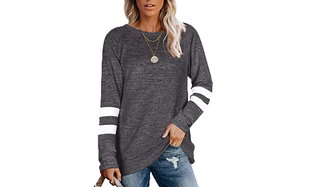 Women's Shirt O-Neck Long Sleeve Top Winter Casual Loose Tunic Top Outdoor