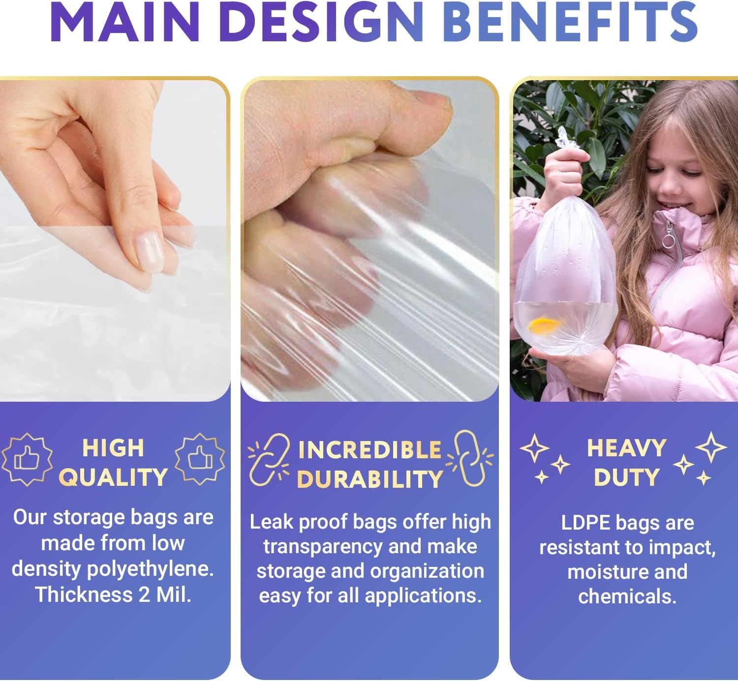 Aquarium Plastic Fish Bags 12" x 18"; Clear Polyethylene Bags Pack of 100; Plastic Bags for Fish; 2 Ml Plastic Bags; Clear Food Grade Plastic Bags 12x