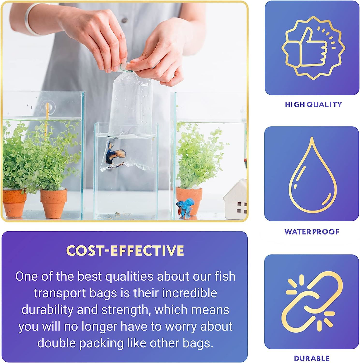 Aquarium Plastic Fish Bags 10" x 24"; Clear Polyethylene Bags Pack of 100; Jumbo Plastic Bags For Fish; 2 Ml Plastic Bags; Clear Food Grade Plastic Ba