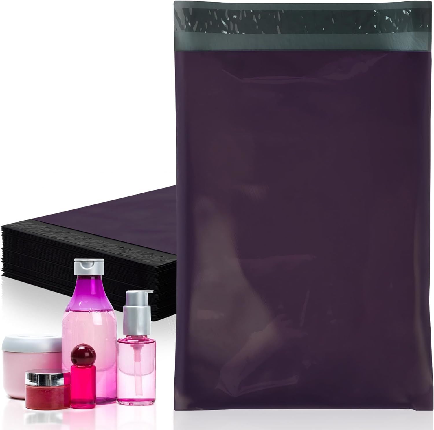 Dark Purple Poly Mailers 7.5 x 10.5; Peel and Seal Poly Shipping Bags for Small Business Pack of 100; Waterproof Shipping Envelopes for Clothing 2 Mil; Tear-Proof Plastic Mailing Bags for Shipping