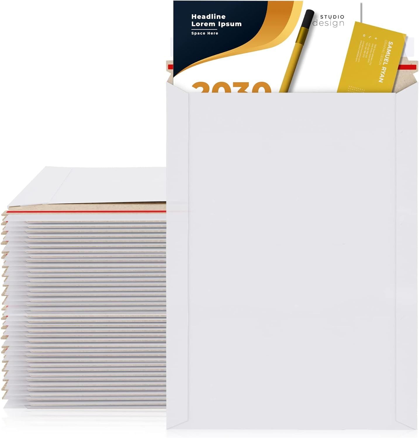 Rigid Mailers 13x18 Paperboard Mailers 13 x 18. Pack of 25 White Photo Mailers. Stay Flat mailers. No Bend; Self Sealing. Documents Chipboard Envelopes. Mailing; Shipping; Packaging; Packing