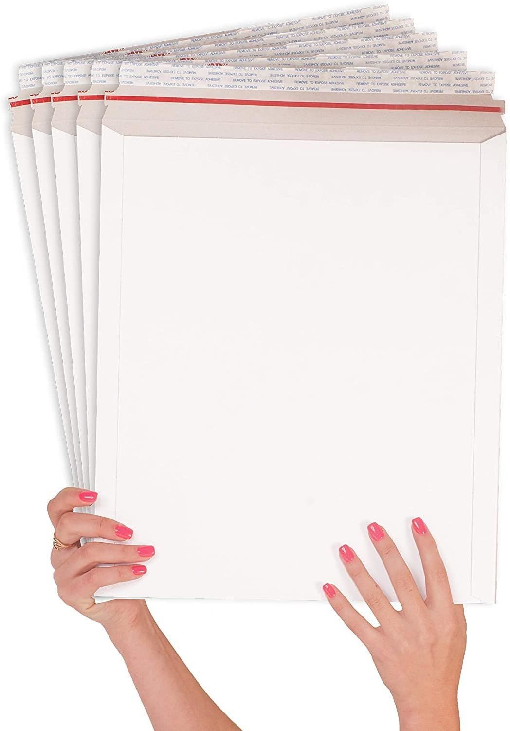 Rigid Mailers 12.75" x 15"; Pack of 25 White Cardboard Envelope Mailers; Self-Sealing Hard Shipping Envelopes; Double Wall Cardboard Mailers; Recyclable Stay Flat Mailers; Sturdy Kraft Mailers