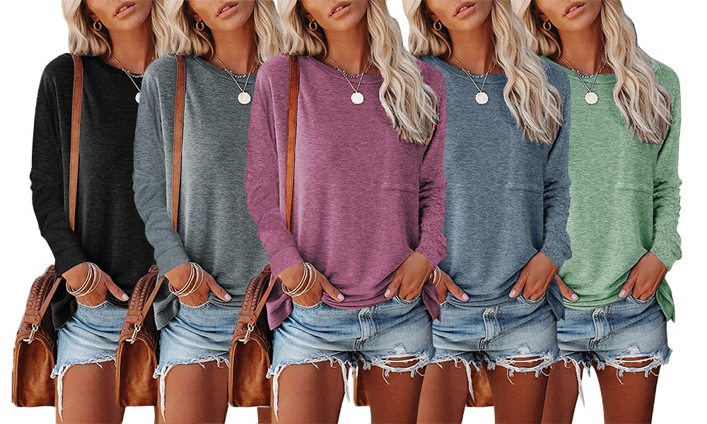 Women Casual Loose Long Sleeve Crewneck Tops Pullover Sweatshirts For Women