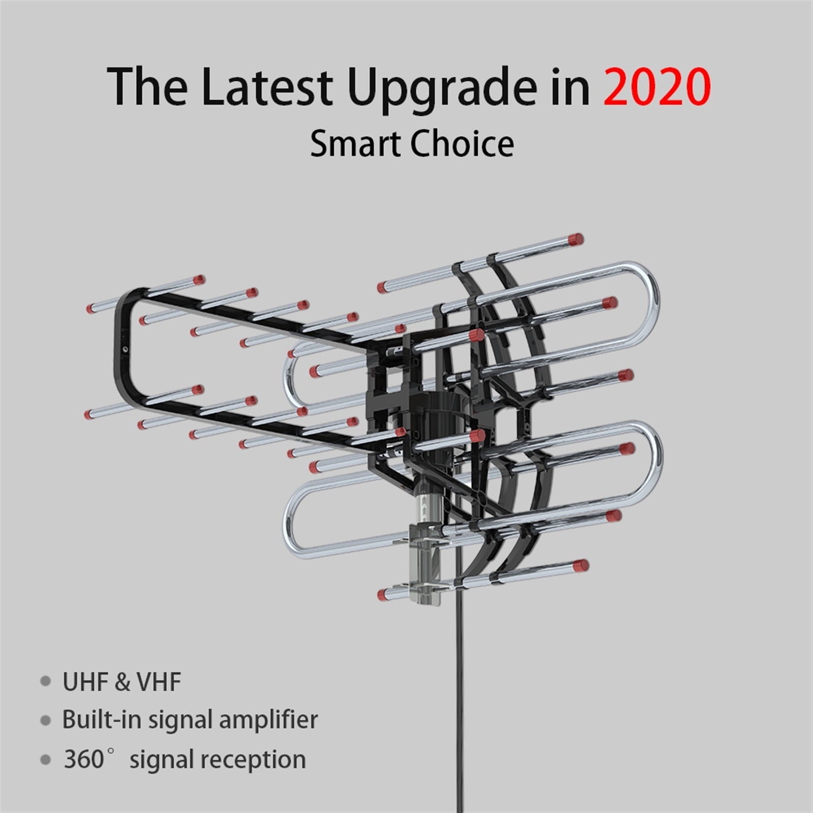 TA-851B 360°Rotation UV Dual Frequency 45-860MHz 22-38dB Open Antenna Silver