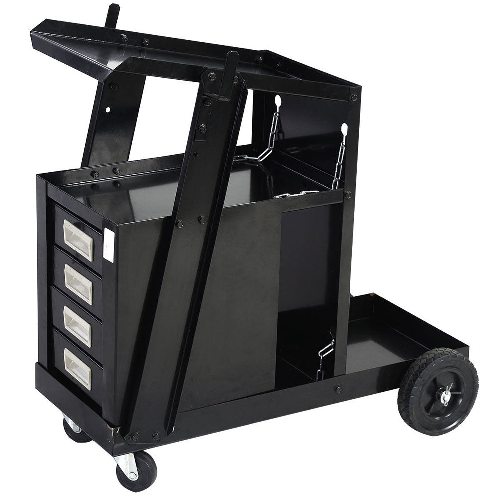 4 Drawers Portable Wheels Steel Welding Cart Black