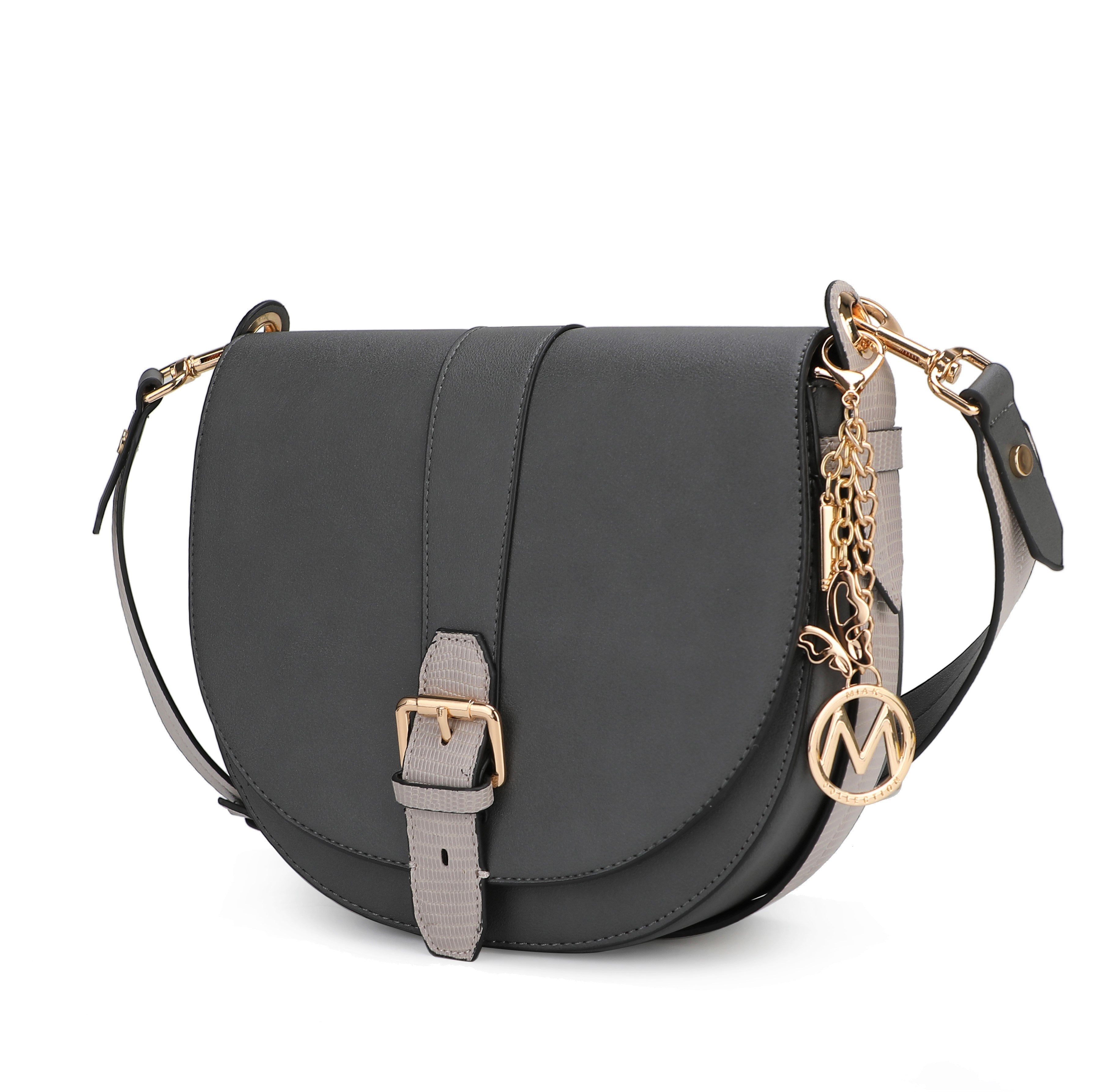 MKF Collection Ayla Snake Embossed Color Block Vegan Leather Women Shoulder Bag by Mia K