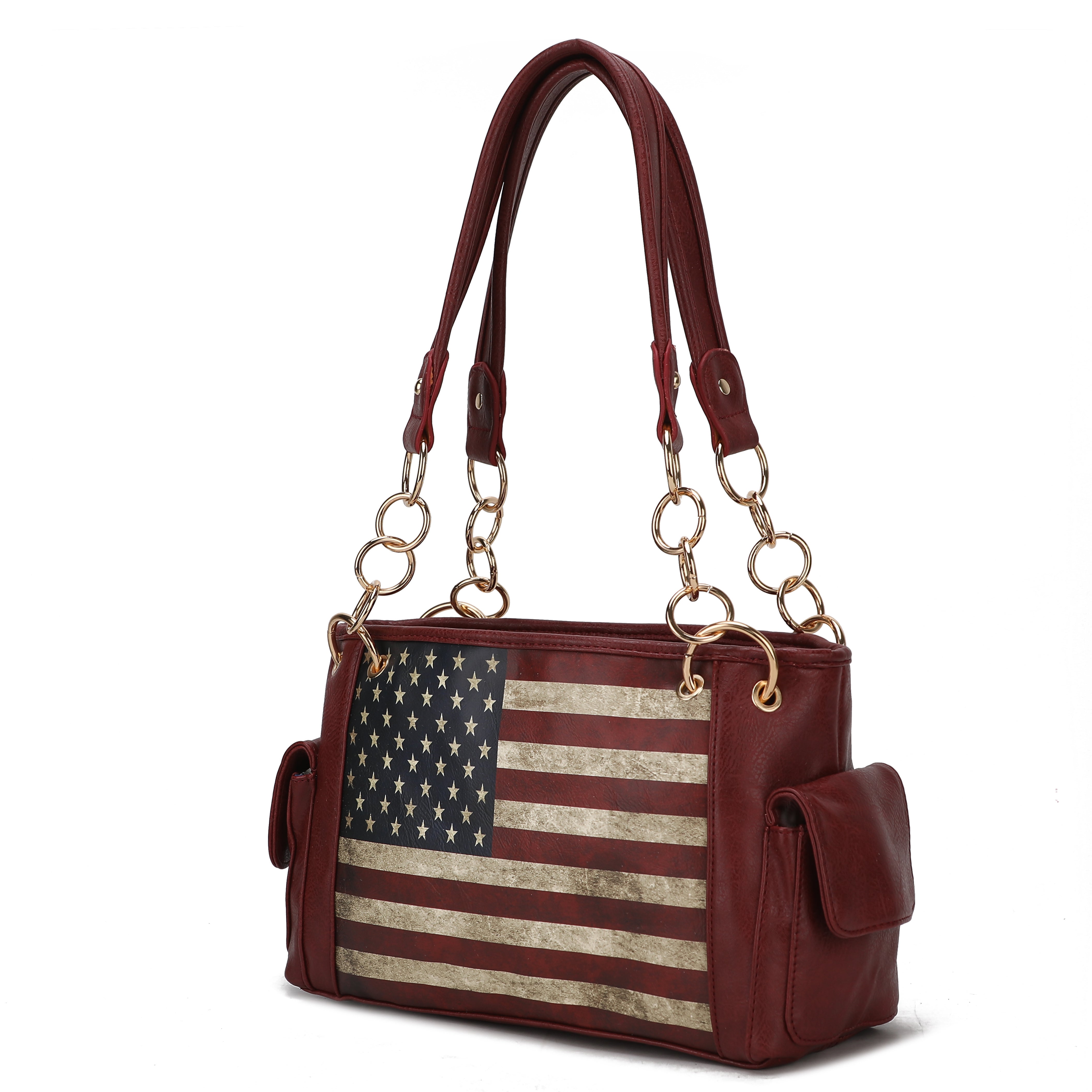 MKF Collection Alaina Vegan Leather Women Flag Shoulder Bag by Mia K