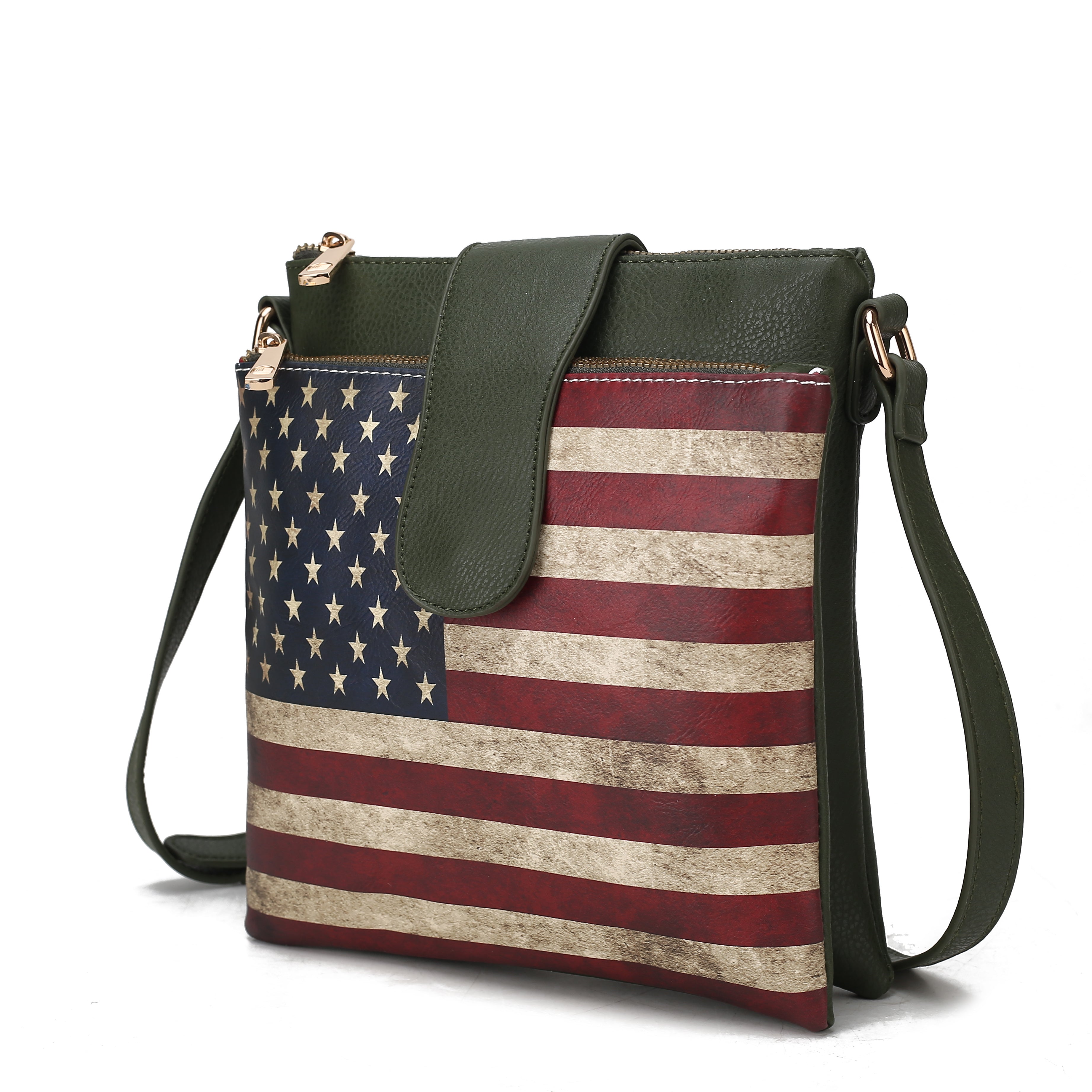 MKF Collection Josephine Vegan Leather Women FLAG Crossbody Bag by Mia K