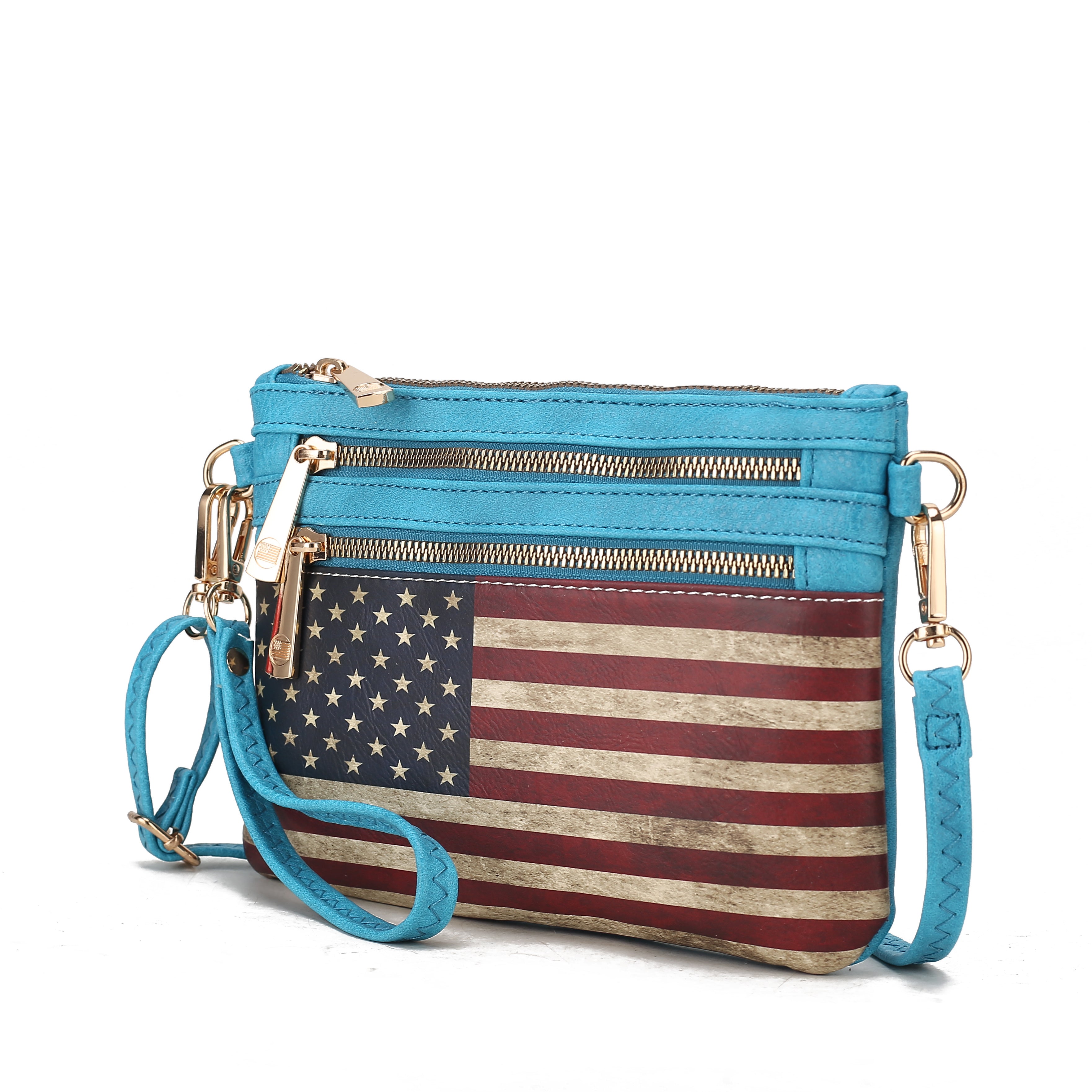 MKF Collection Alisson Vegan Leather Women FLAG Crossbody-Wristlet Bag by Mia K