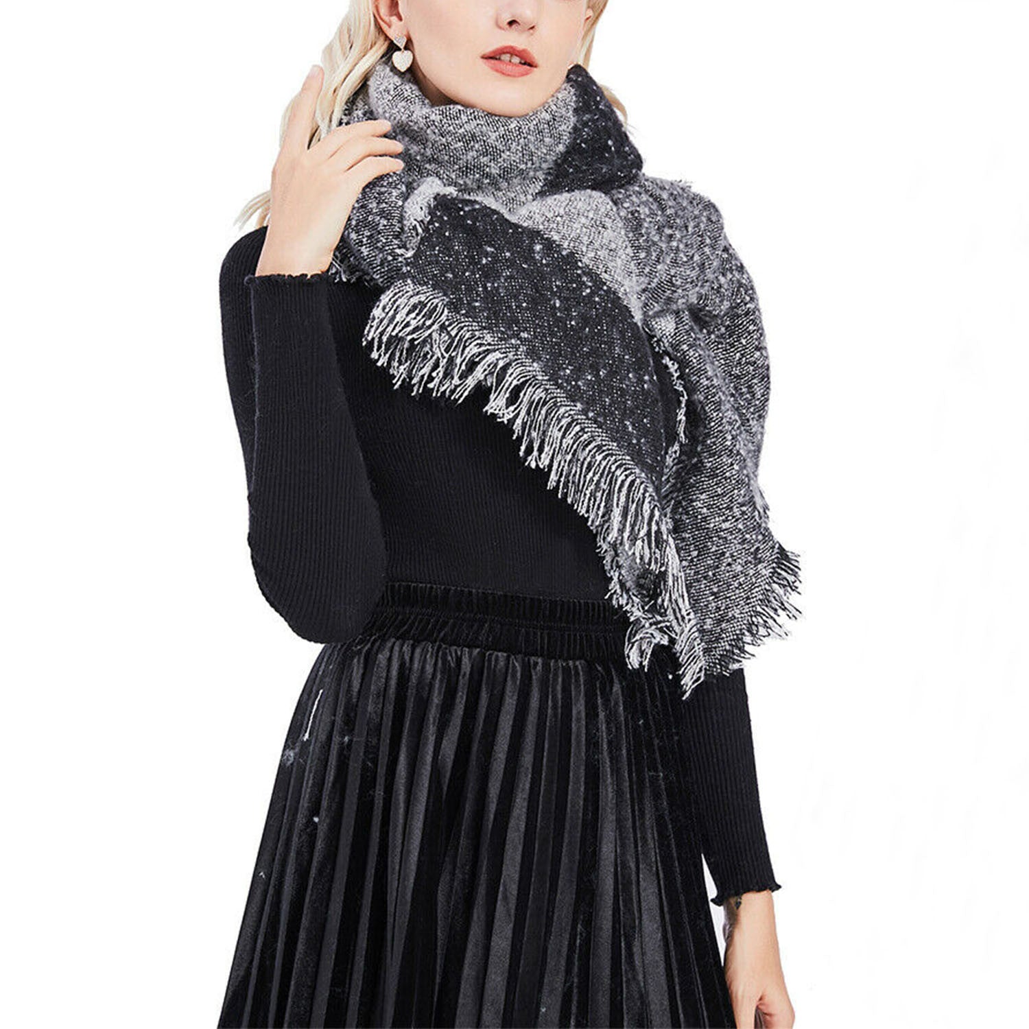 Women Winter Warm Scarf 74.8x25.6In Long Soft Knitted Shawl