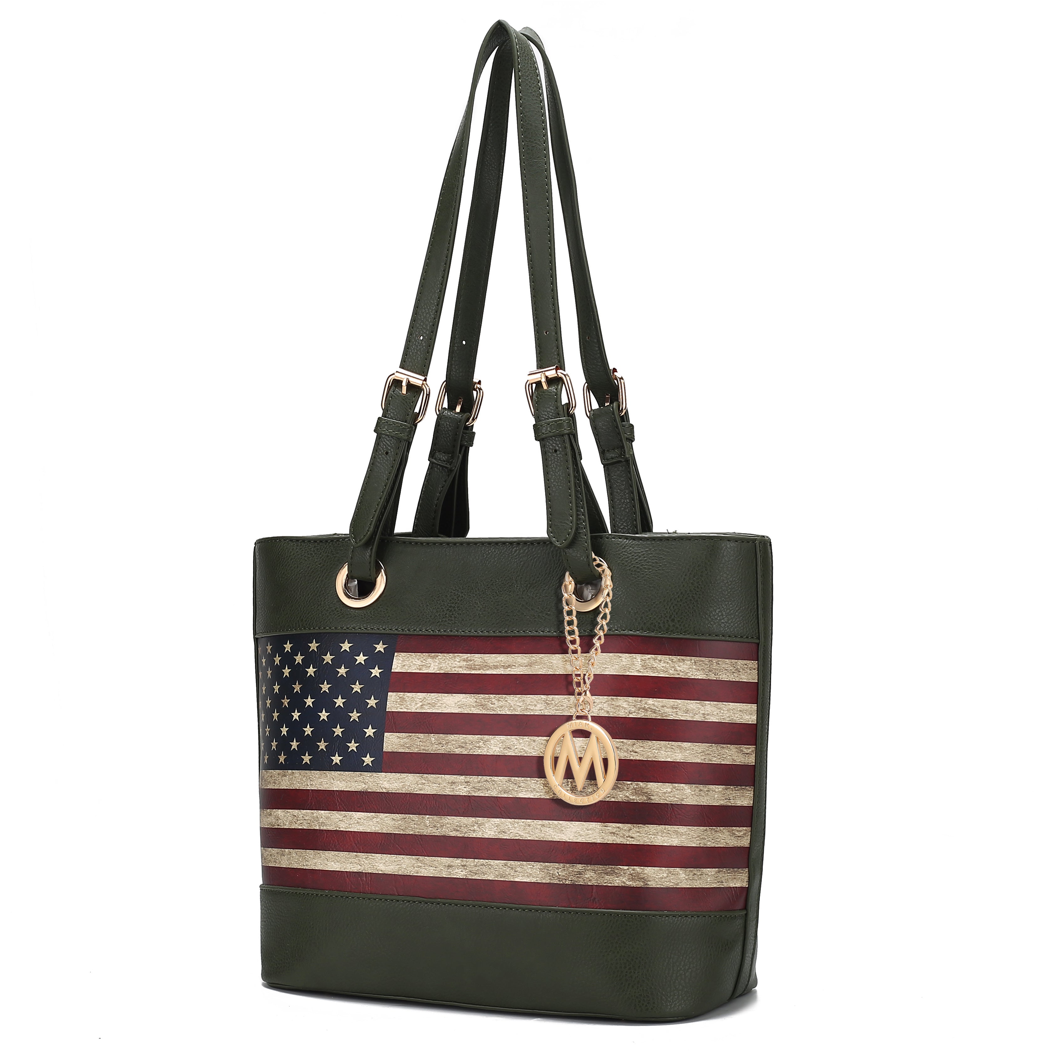 MKF Collection Vera Vegan Leather Patriotic Flag Pattern Women Tote Bag by Mia K