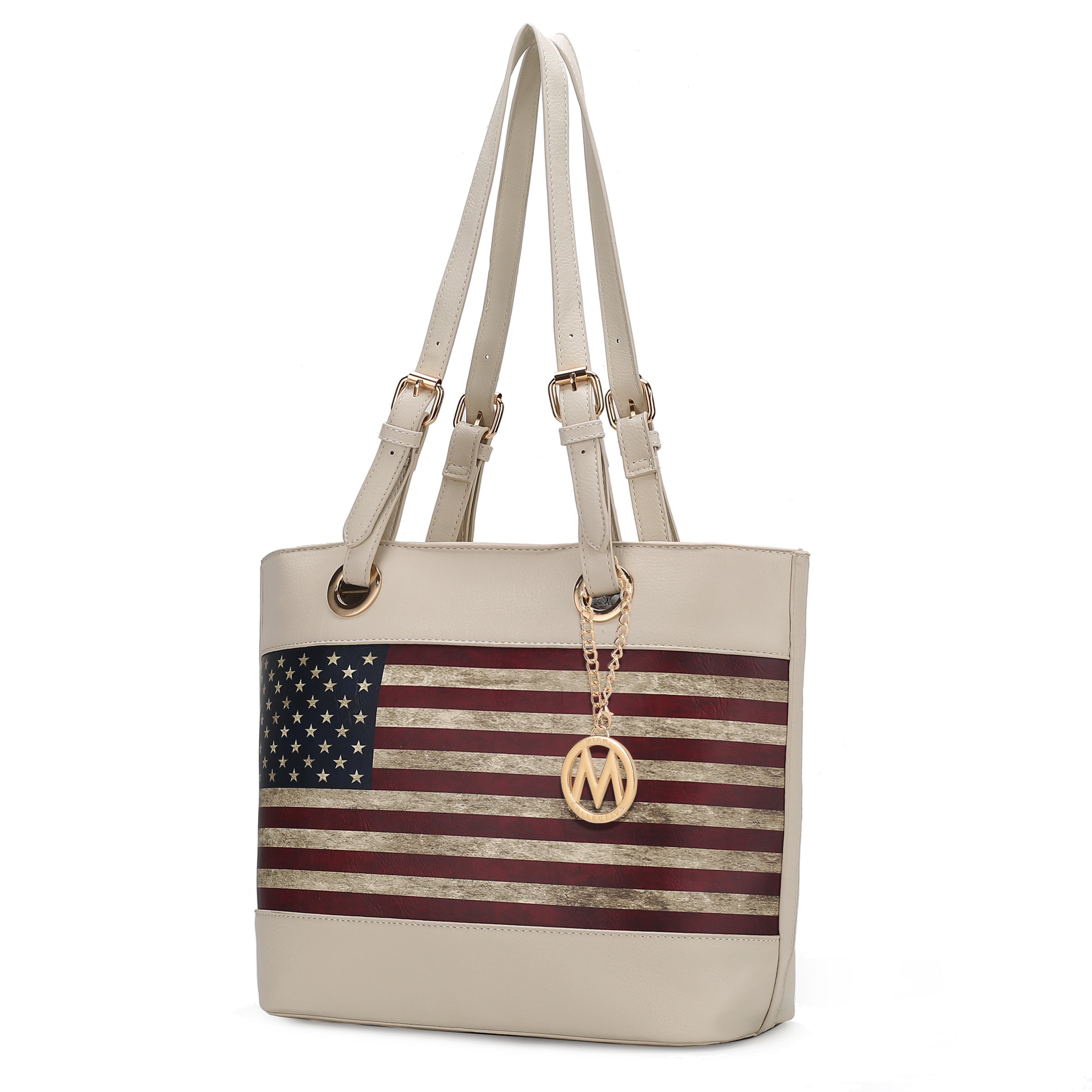 MKF Collection Vera Vegan Leather Patriotic Flag Pattern Women Tote Bag by Mia K