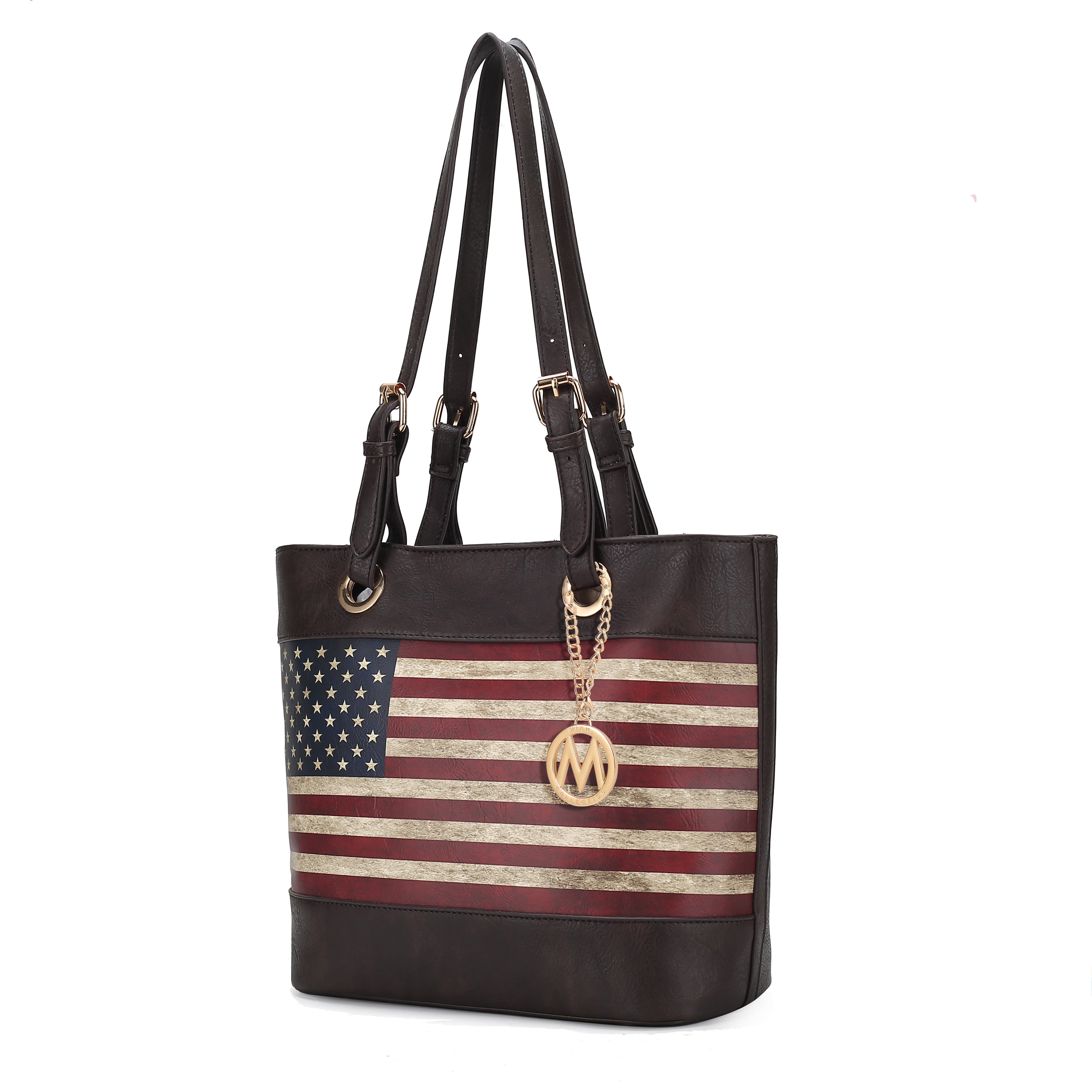 MKF Collection Vera Vegan Leather Patriotic Flag Pattern Women Tote Bag by Mia K