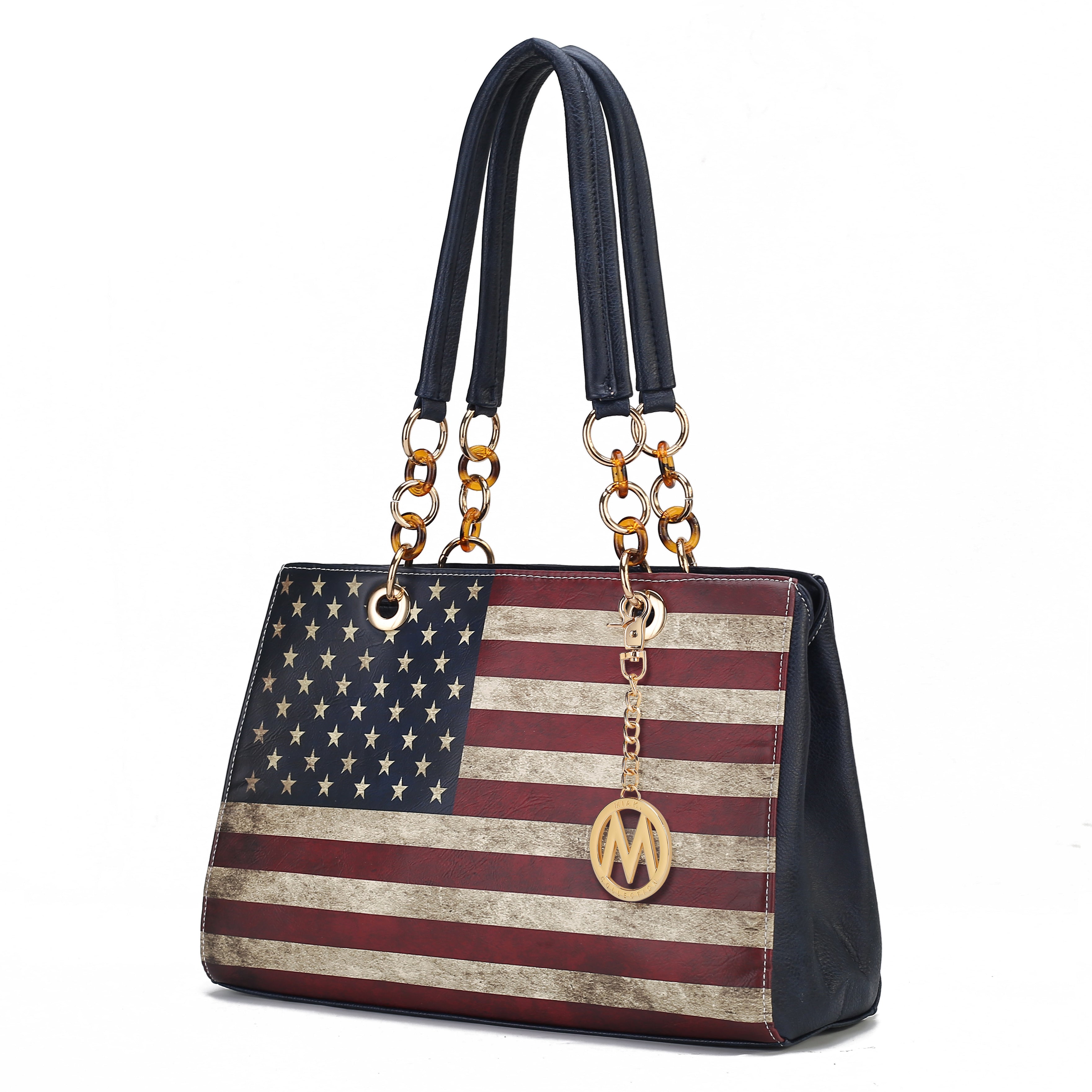 MKF Collection Nevaeh Vegan Leather patriotic pattern Women Shoulder Bag by Mia K