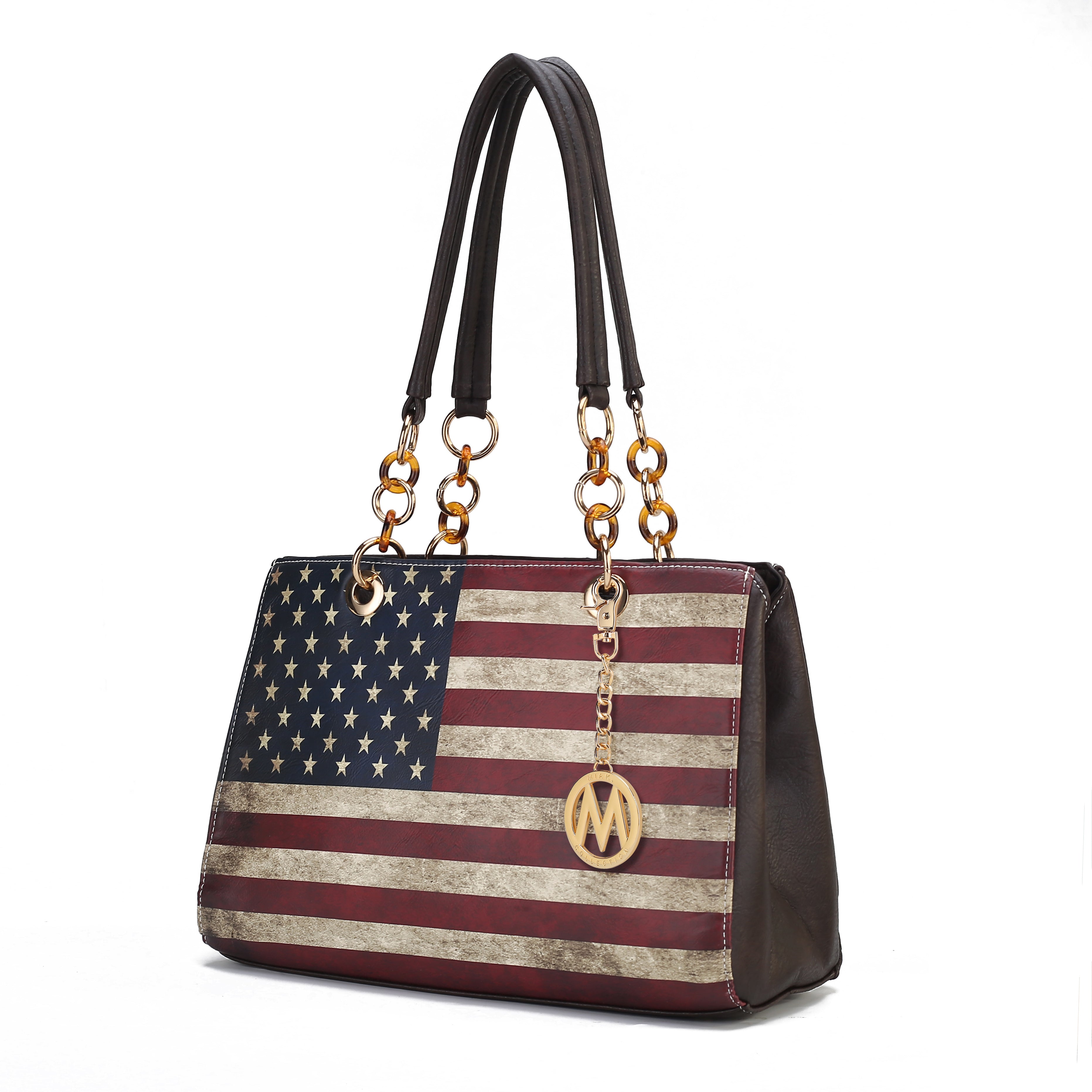 MKF Collection Nevaeh Vegan Leather patriotic pattern Women Shoulder Bag by Mia K