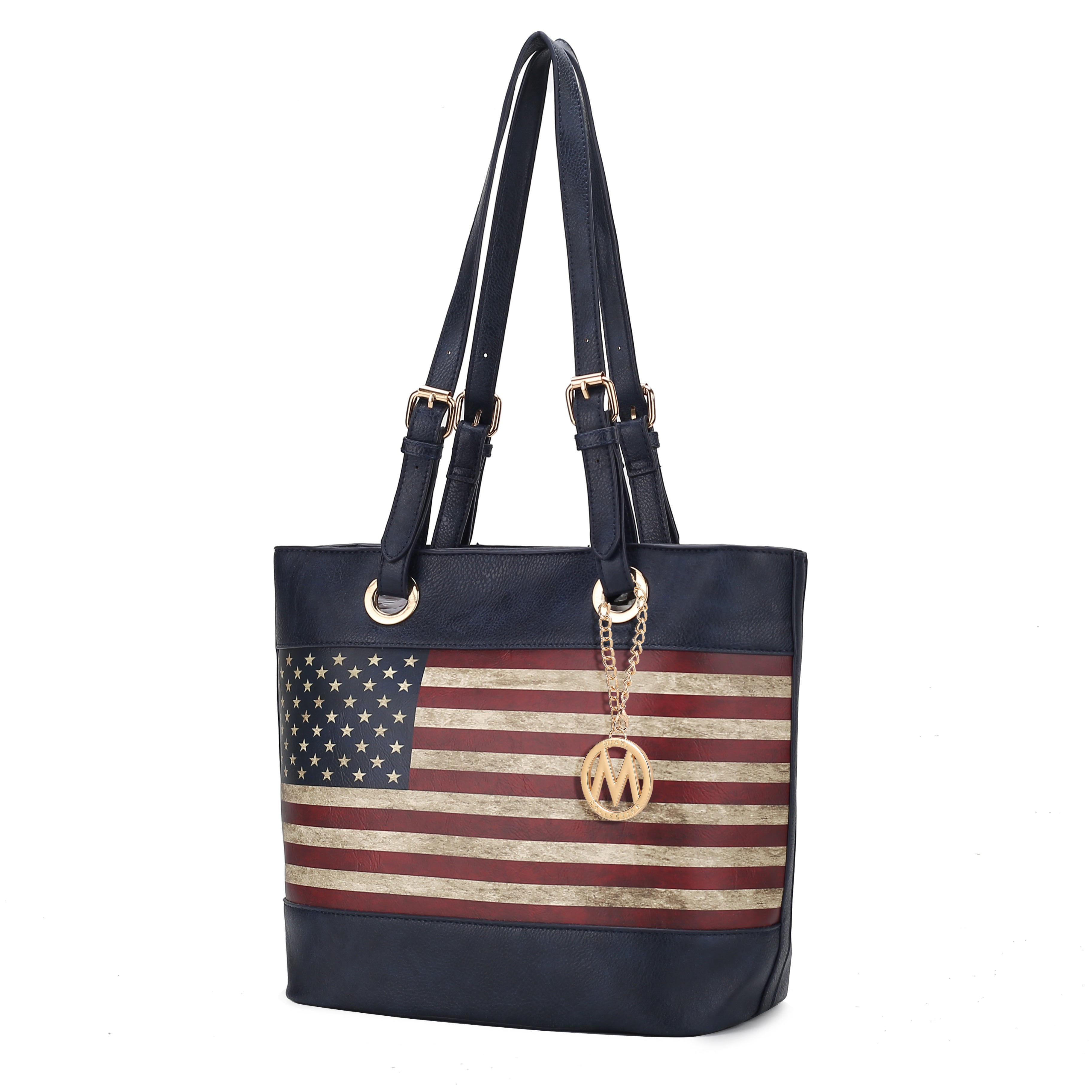 MKF Collection Vera Vegan Leather Patriotic Flag Pattern Women Tote Bag by Mia K