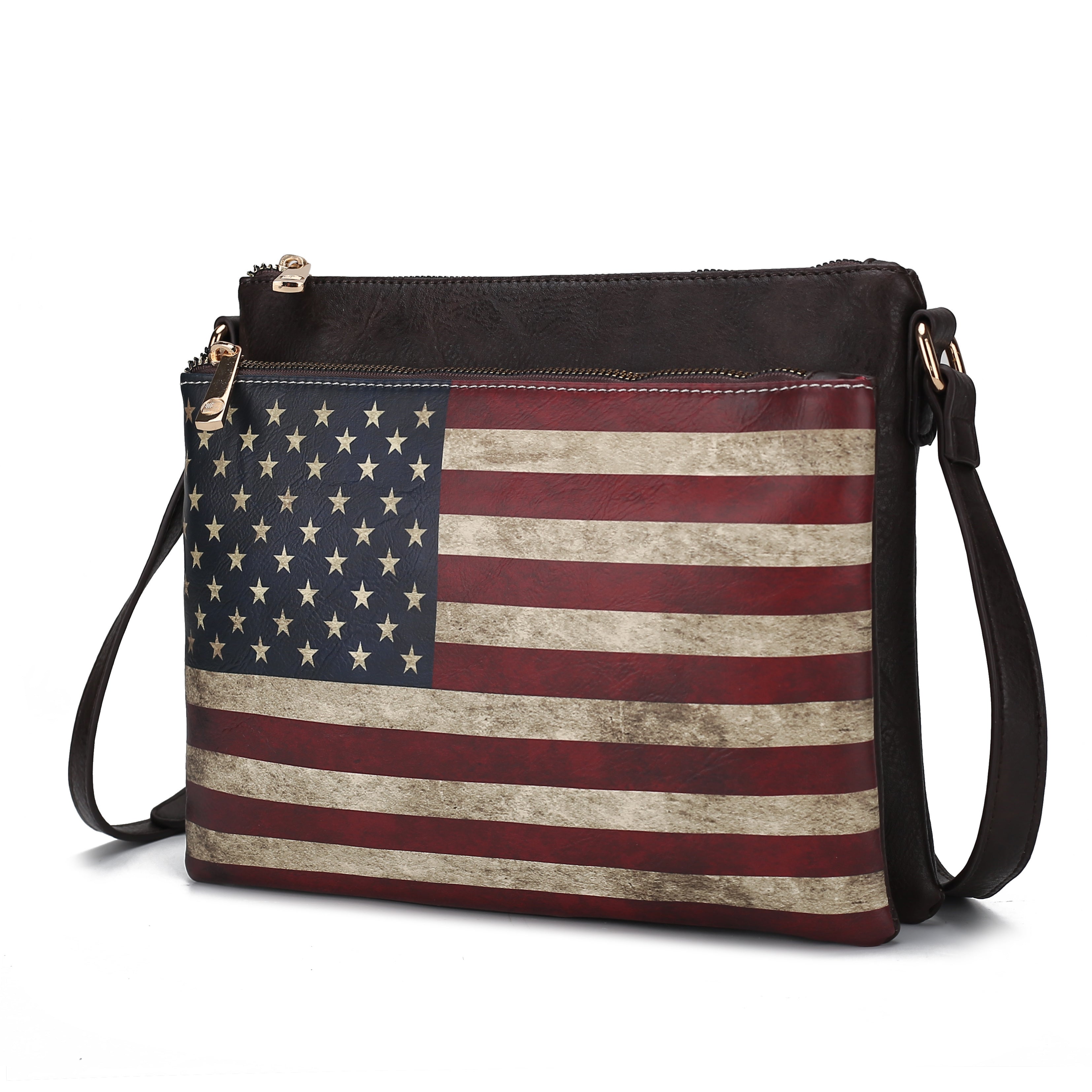 MKF Collection Madeline Printed Flag Vegan Leather Women Crossbody Bag by Mia K