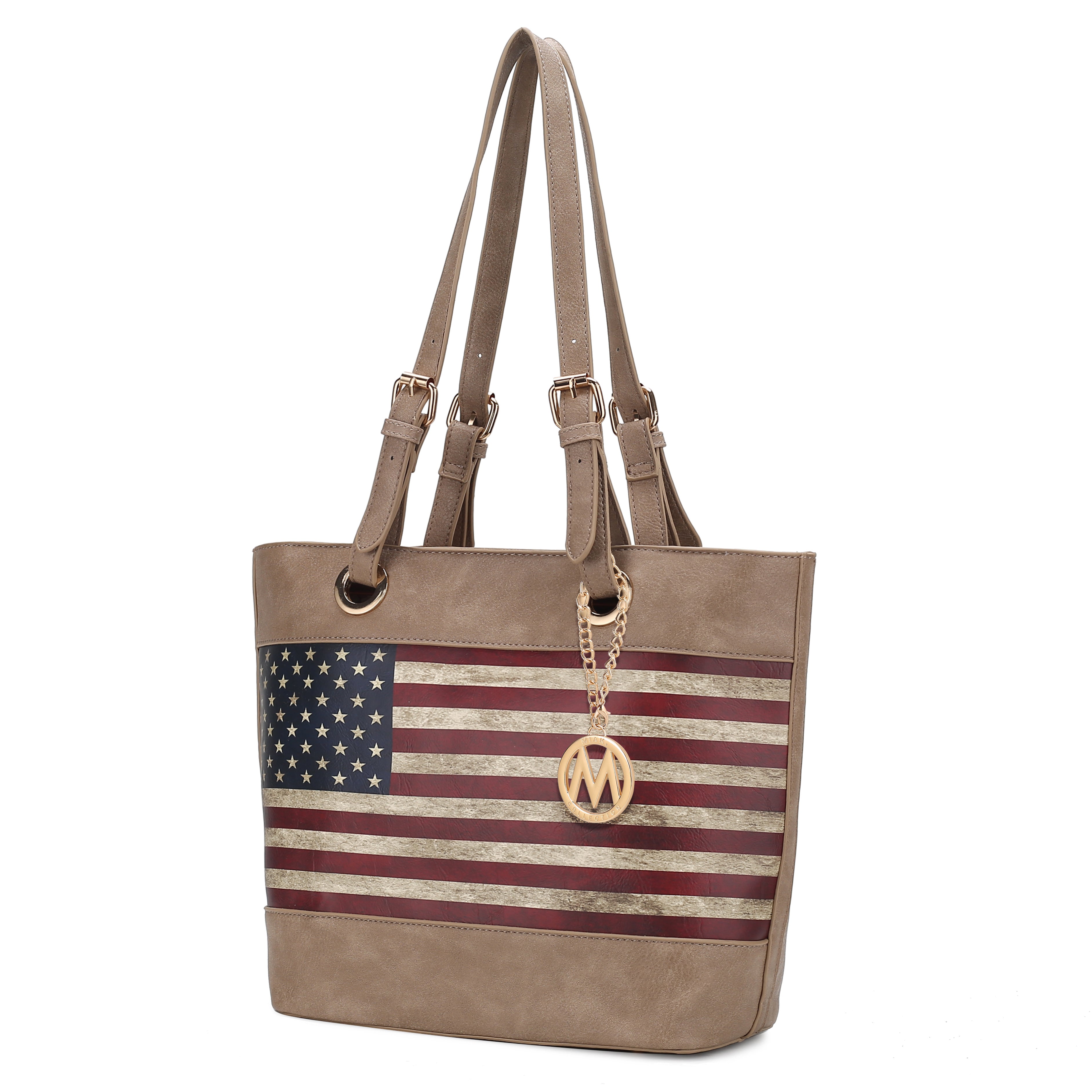 MKF Collection Vera Vegan Leather Patriotic Flag Pattern Women Tote Bag by Mia K