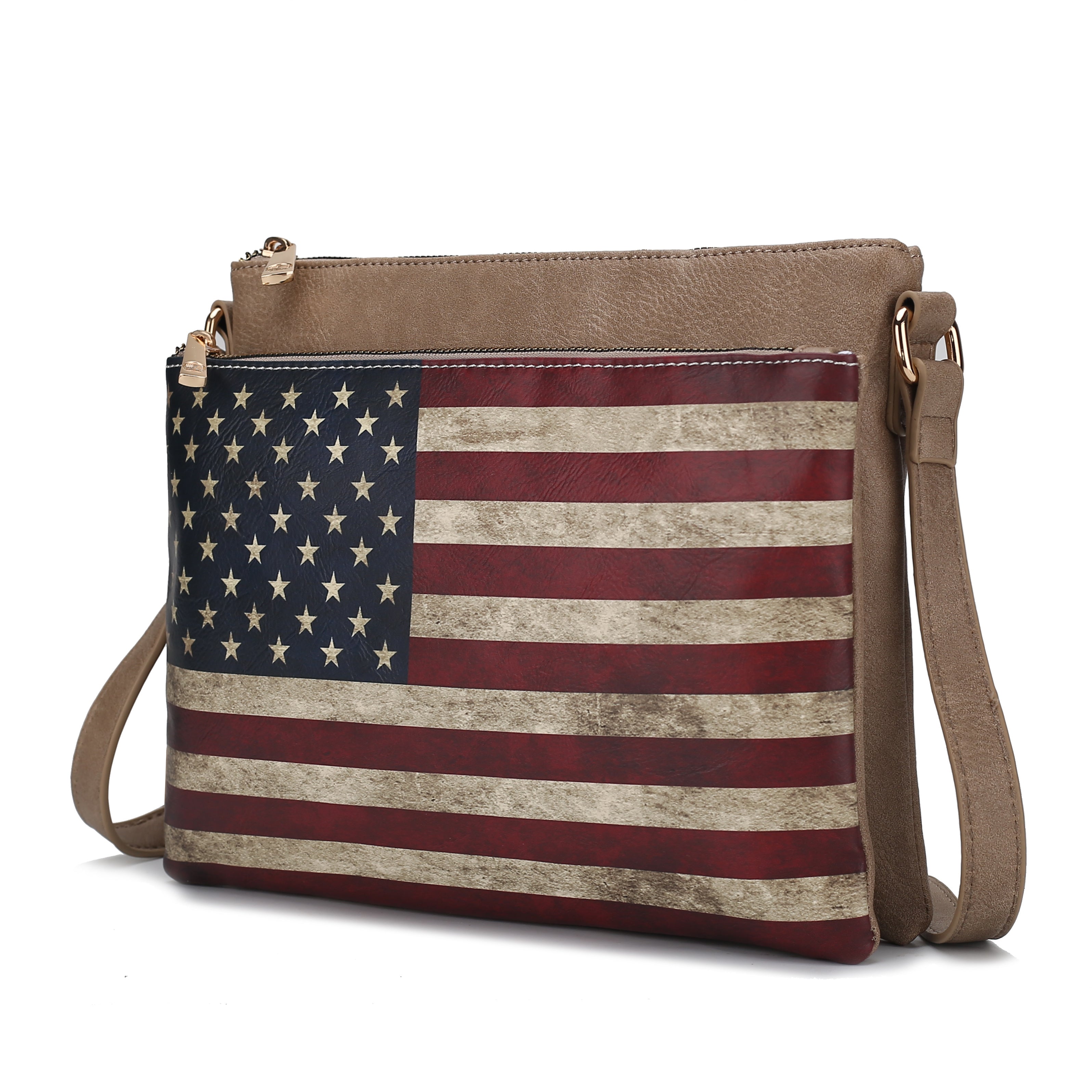 MKF Collection Madeline Printed Flag Vegan Leather Women Crossbody Bag by Mia K