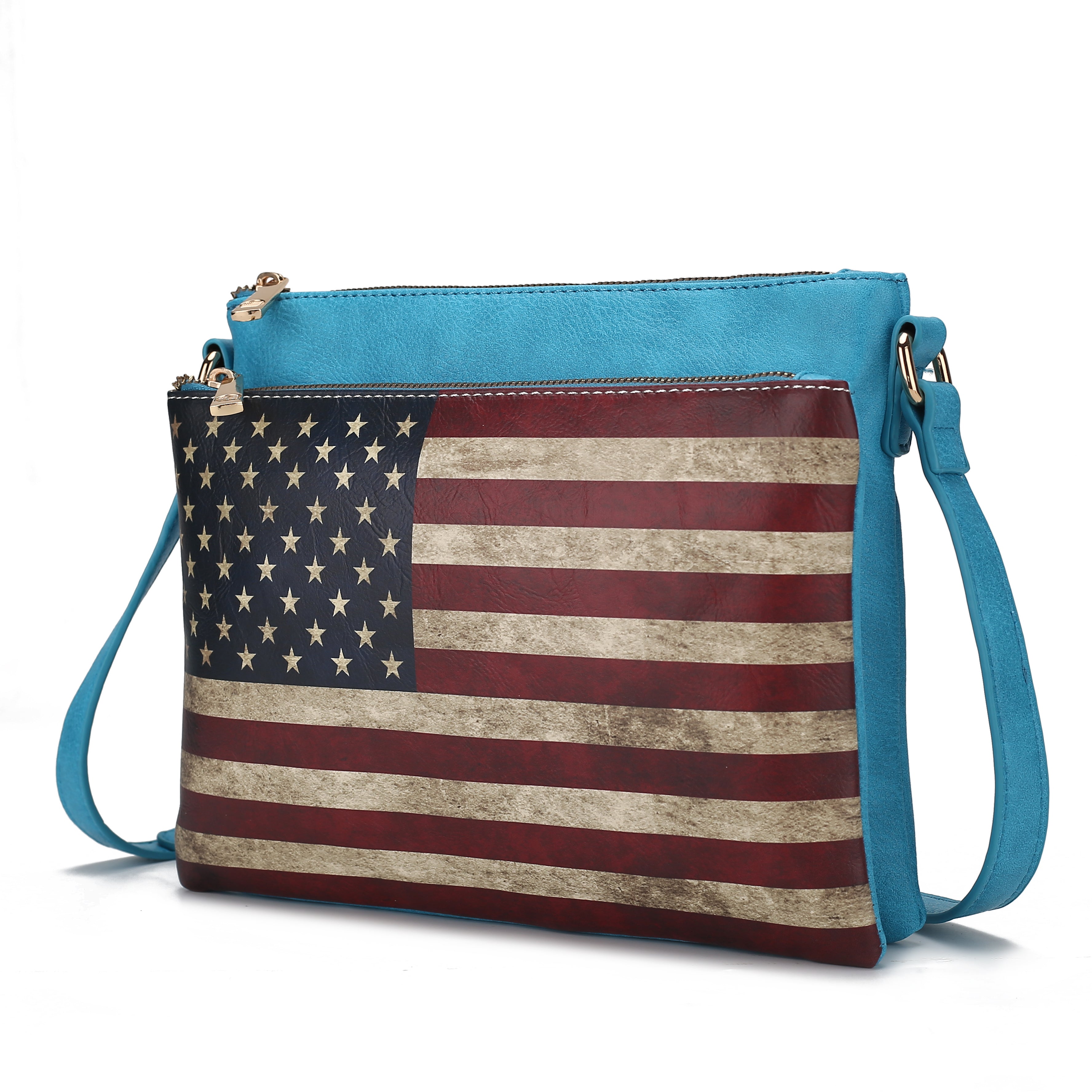 MKF Collection Madeline Printed Flag Vegan Leather Women Crossbody Bag by Mia K