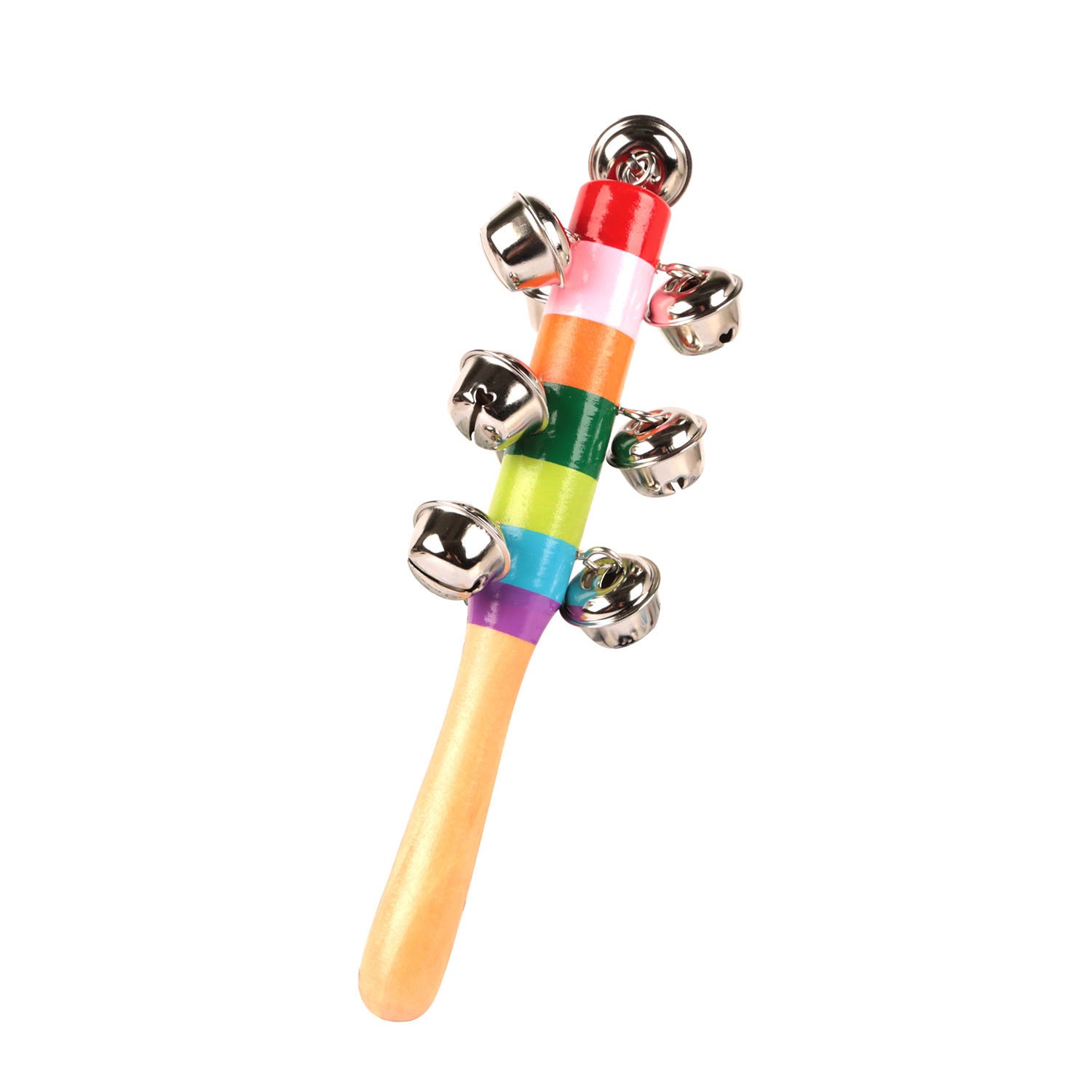 Rainbow Color Wooden Handbell Pram Rattle
