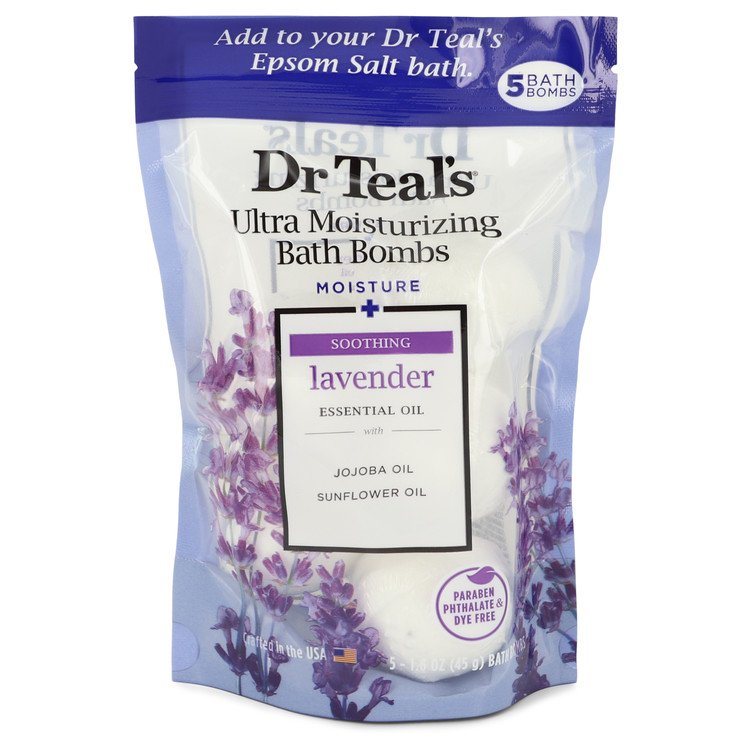 Dr Teal's Ultra Moisturizing Bath Bombs by Dr Teal's Five (5) 1.6 oz Moisture Soothing Bath Bombs with Lavender, Essential Oils, Jojoba Oil, Sunflower Oil (Unisex)