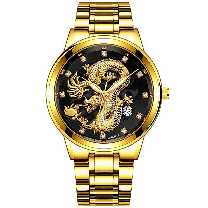 Gold Embossed Gold Men's Watch Steel Band Watch