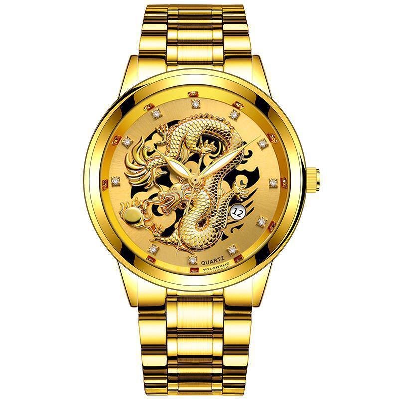 Gold Embossed Gold Men's Watch Steel Band Watch