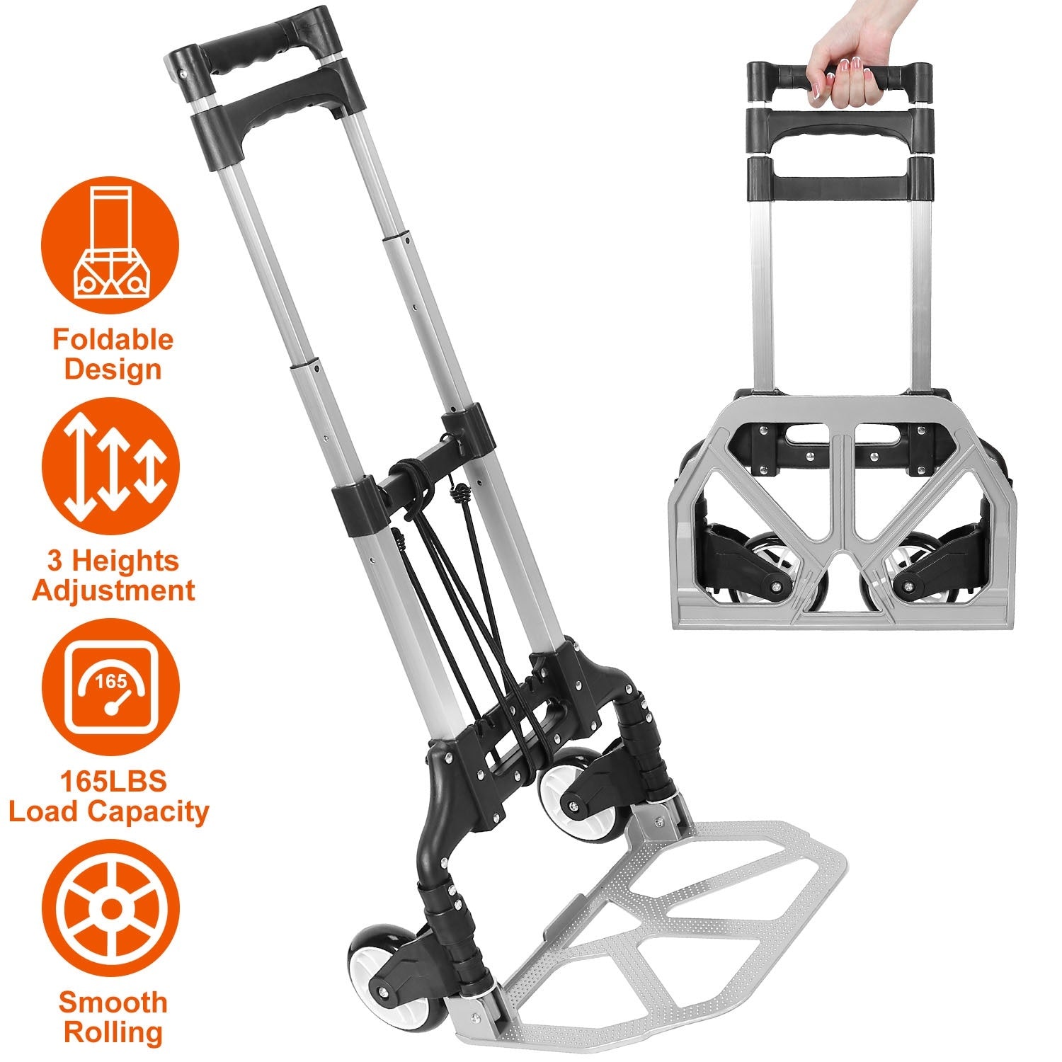 Folding Luggage Cart Foldable Hand Truck Portable Dolly Aluminum Alloy Trolley