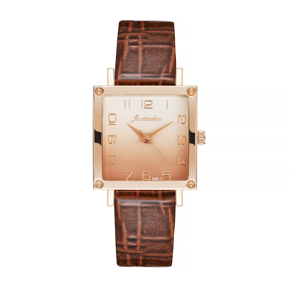 Gradient Quartz PU Belt Ladies Watch