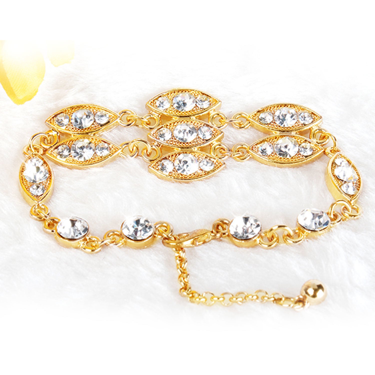 Noble Burnished Gold Bling Rhinestone Bracelet