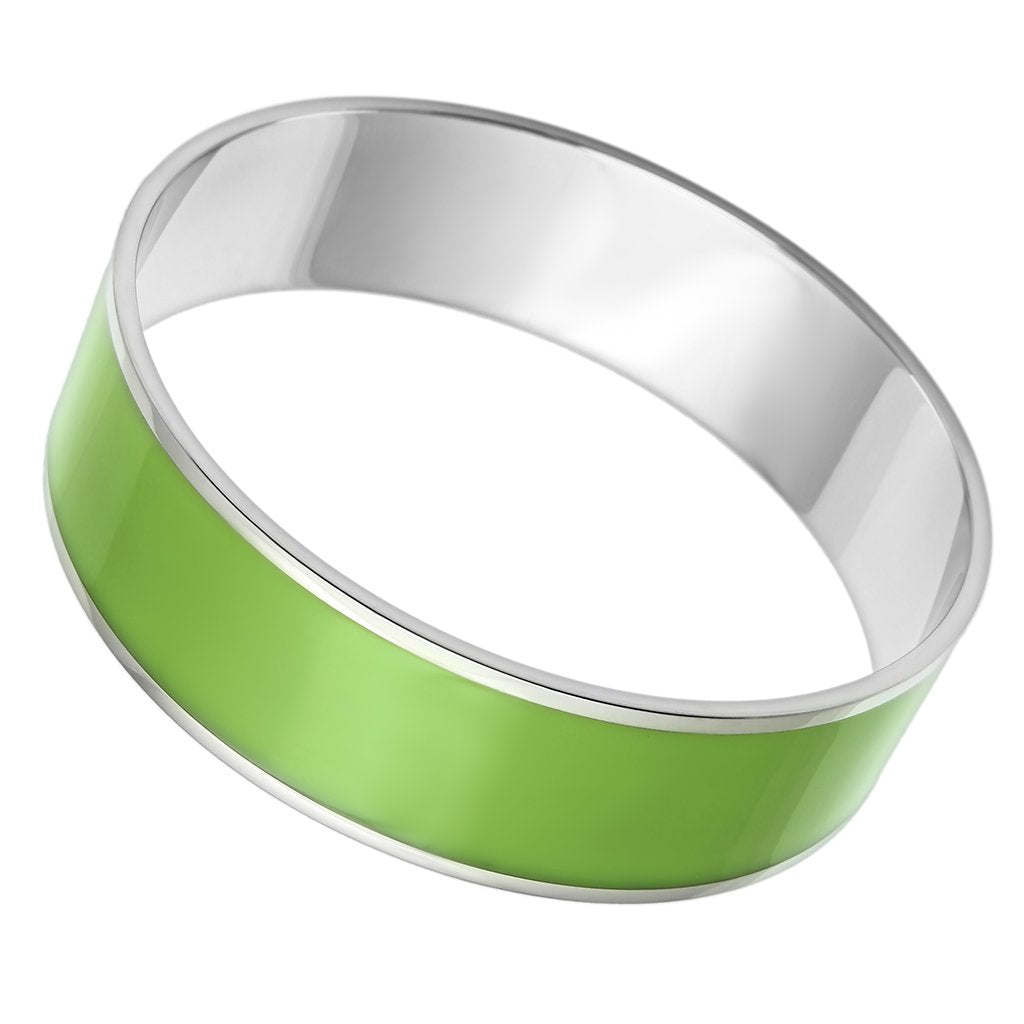 TK787 - High polished (no plating) Stainless Steel Bangle with Epoxy in Emerald