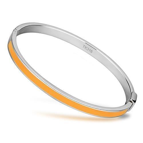 TK749 - High polished (no plating) Stainless Steel Bangle with Epoxy in Topaz