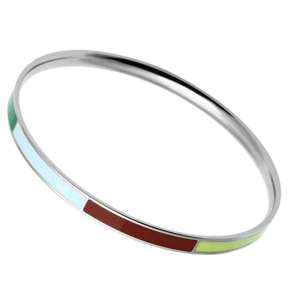 TK783 - High polished (no plating) Stainless Steel Bangle with Epoxy in Multi Color