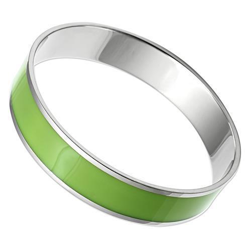 TK531 - High polished (no plating) Stainless Steel Bangle with Epoxy in Emerald