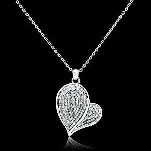 TS048 - Rhodium 925 Sterling Silver Chain Pendant with AAA Grade CZ in Clear