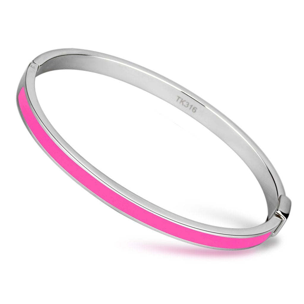 TK747 - High polished (no plating) Stainless Steel Bangle with Epoxy in Rose