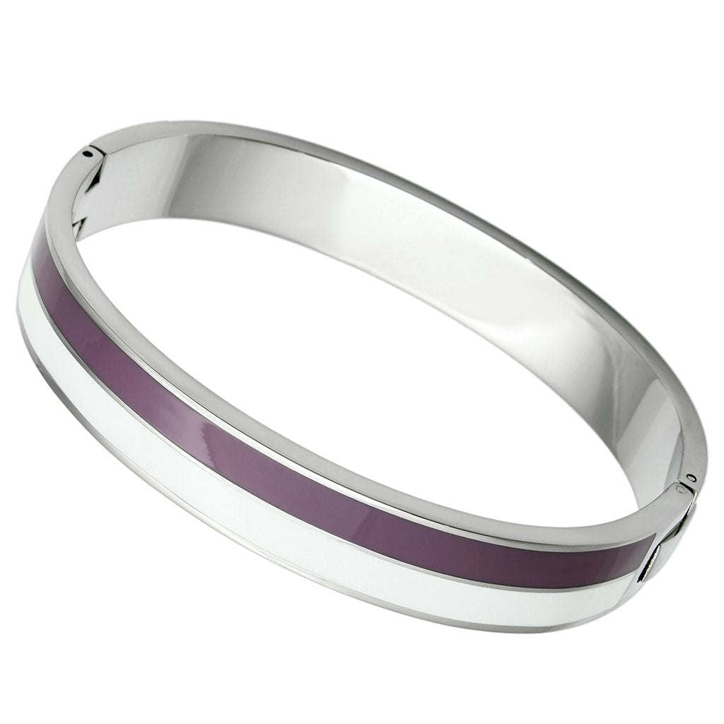 TK790 - High polished (no plating) Stainless Steel Bangle with Epoxy in Multi Color