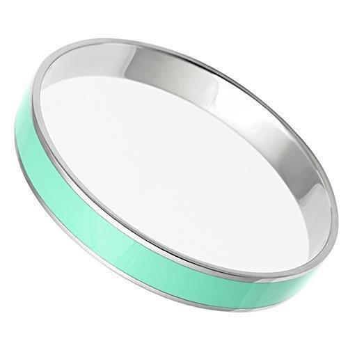 TK537 - High polished (no plating) Stainless Steel Bangle with Epoxy in Aquamarine