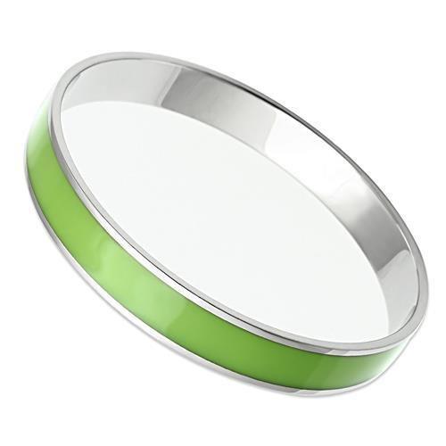 TK535 - High polished (no plating) Stainless Steel Bangle with Epoxy in Emerald